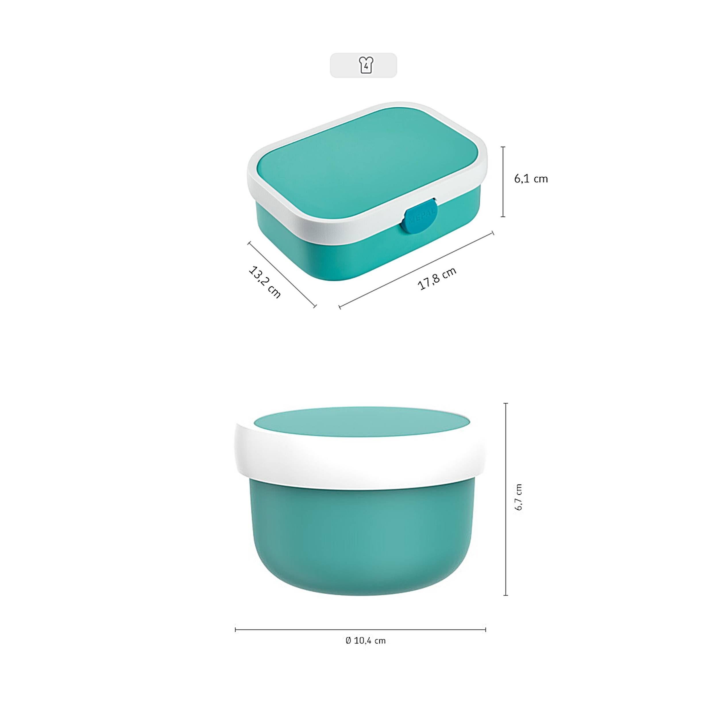 Mepal | Kinder Obst- und Bento Box | Campus meets Fruits | Spülmaschinenfest & BPA-frei | 300 & 750 ml | Mit Fächern, Gabel & Clip-Verschluss | Perf