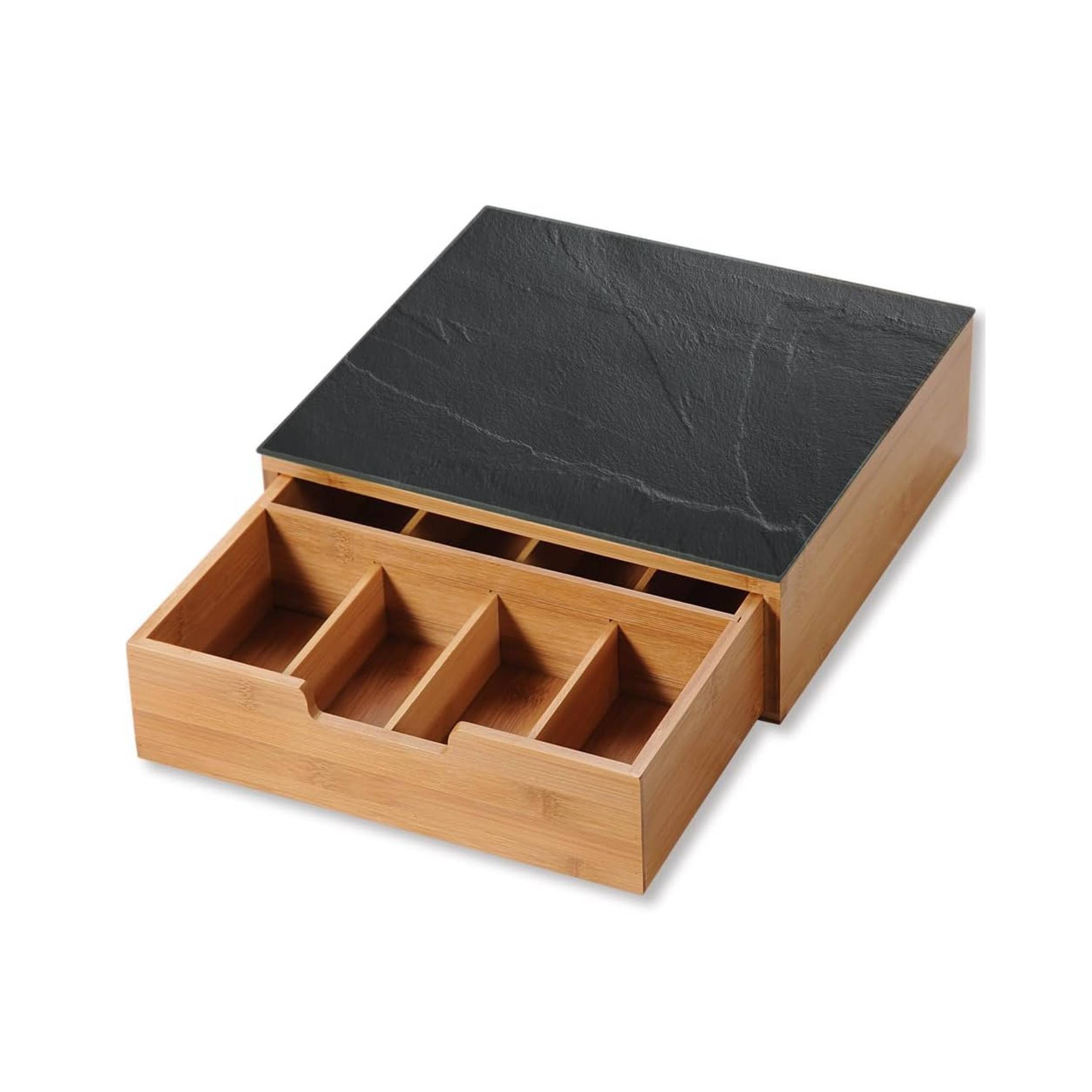 Kesper 58951 Box mit Schublade und 8 Fächern/Kaffeekapsel-Box/Teebox/Teebeutel Box