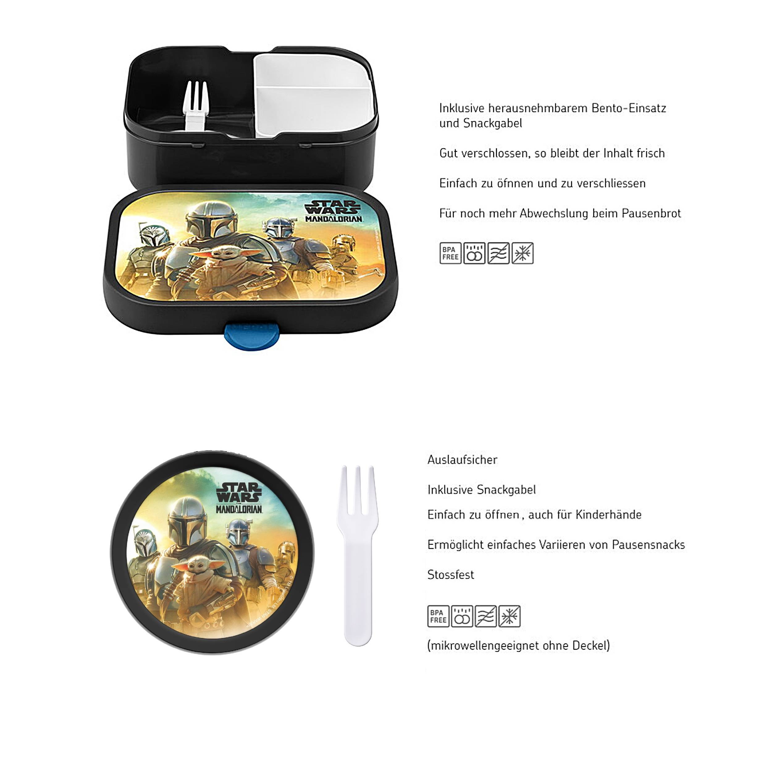 Mepal | Kinder Obst- und Bento Box | Campus meets Fruits | Spülmaschinenfest & BPA-frei | 300 & 750 ml | Mit Fächern, Gabel & Clip-Verschluss | Perf