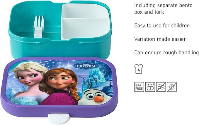 Mepal Brotdose Kinder - Bento Box Kinder - Brotdose Kinder mit Fächern & Gabel - Meal Prep Box mit Clip-Verschluss - BPA-frei & Spülmaschinenfest