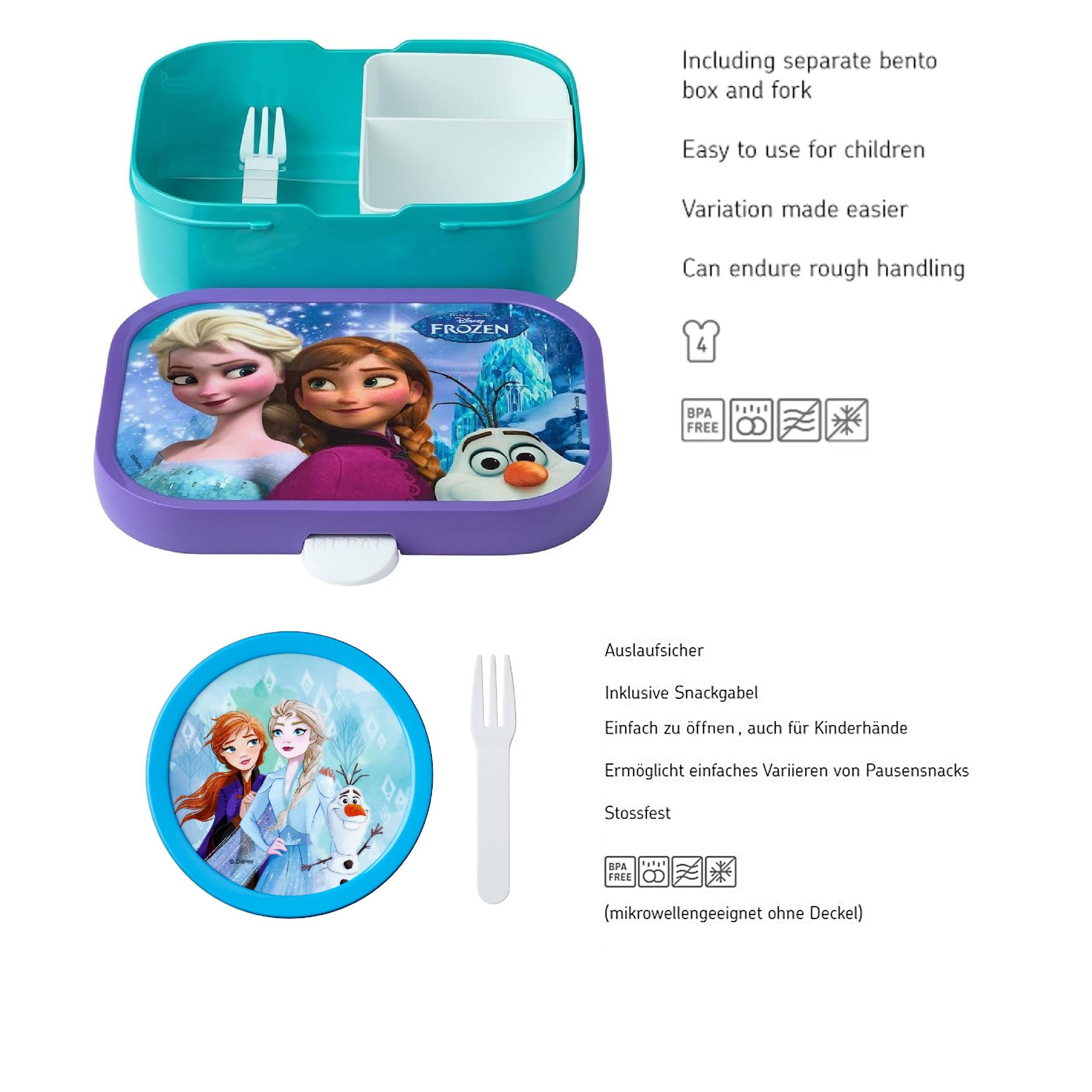 Mepal | Kinder Obst- und Bento Box | Campus meets Fruits | Spülmaschinenfest & BPA-frei | 300 & 750 ml | Mit Fächern, Gabel & Clip-Verschluss | Perf