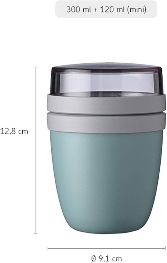 Mepal | Lunchpot Ellipse Mixed Mini | Vivid Lilac + Nordic Blue | Müslibecher to go | Unterteilung für Joghurt & Müsli | 300 ml + 120 ml | Geeignet