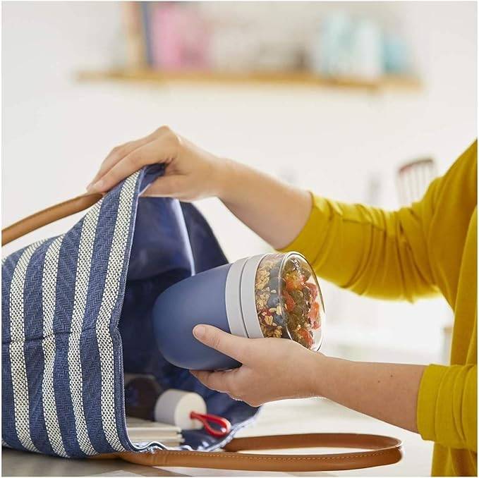 Mepal | Lunchpot Ellipse Mixed Mini | Vivid Lilac + Nordic Blue | Müslibecher to go | Unterteilung für Joghurt & Müsli | 300 ml + 120 ml | Geeignet