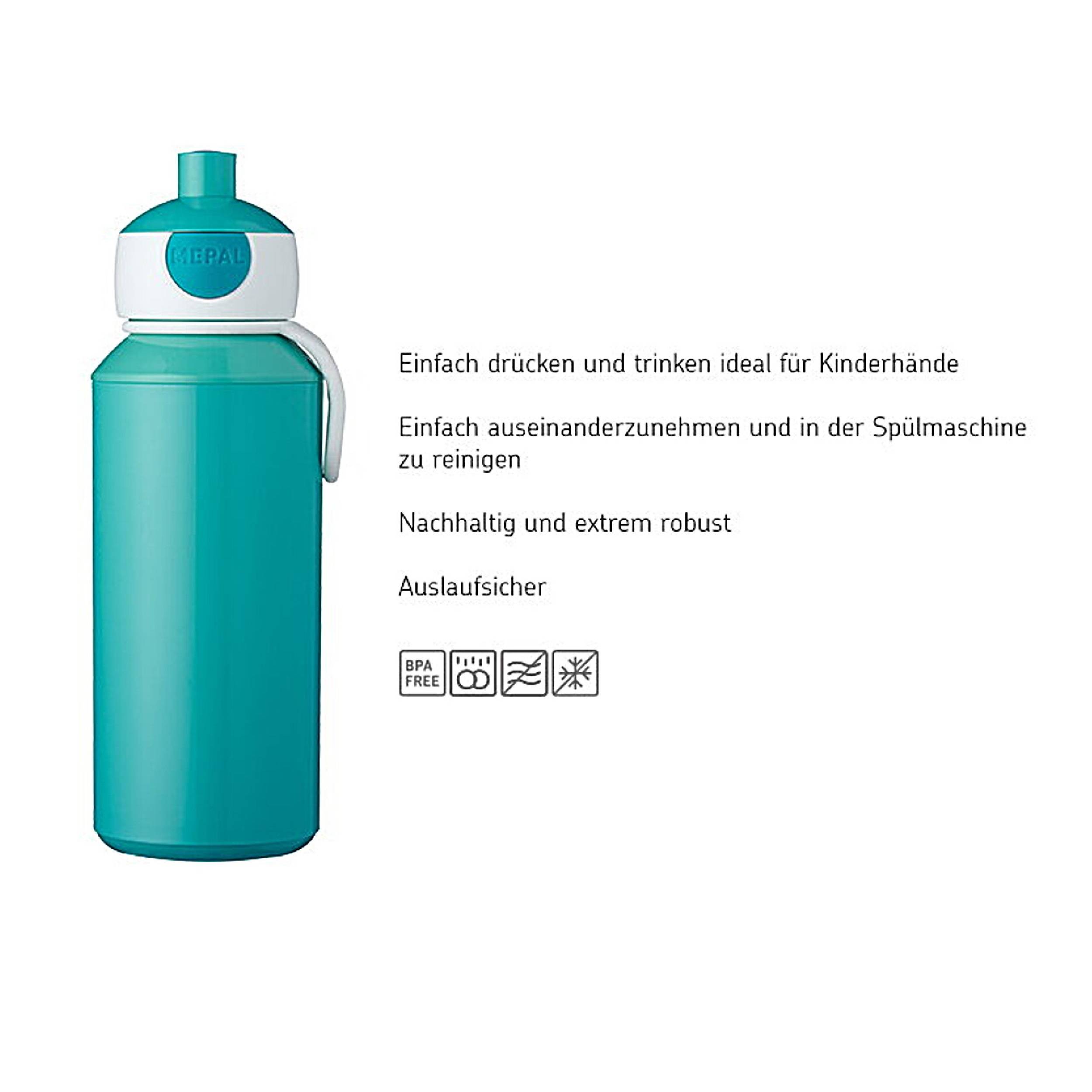 Mepal - Trinkflasche Pop-up Campus - Wasserflasche - Auslaufsichere Flasche für die Schule - Wiederverwendbar - BPA-frei & Spülmaschinenfest - 400