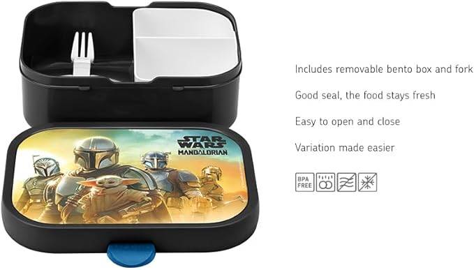 Mepal - Lunchbox Campus - Bento Lunchbox für Kinder - Brotdose mit Bento-Fach & Gabel - Meal Prep Box mit Clip-Verschluss - BPA-frei & Spülmaschinen