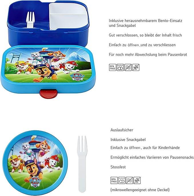 Mepal | Kinder Obst- und Bento Box | Campus meets Fruits | Spülmaschinenfest & BPA-frei | 300 & 750 ml | Mit Fächern, Gabel & Clip-Verschluss | Perf