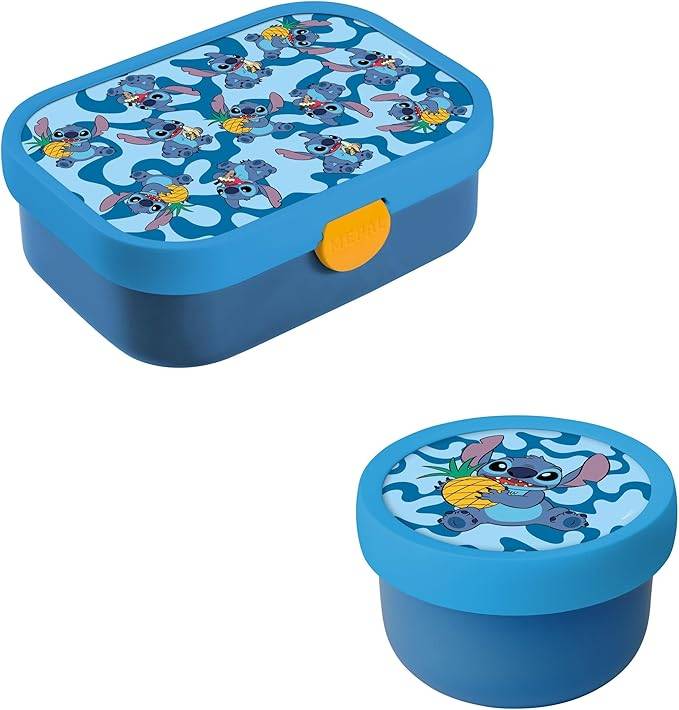 Mepal | Kinder Obst- und Bento Box | Campus meets Fruits | Spülmaschinenfest & BPA-frei | 300 & 750 ml | Mit Fächern, Gabel & Clip-Verschluss | Perf