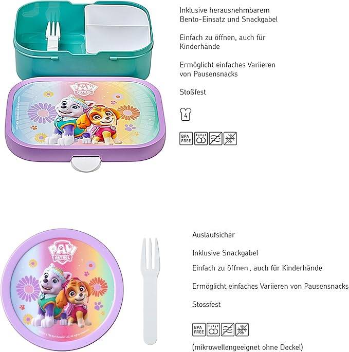 Mepal | Kinder Obst- und Bento Box | Campus meets Fruits | Spülmaschinenfest & BPA-frei | 300 & 750 ml | Mit Fächern, Gabel & Clip-Verschluss | Perf