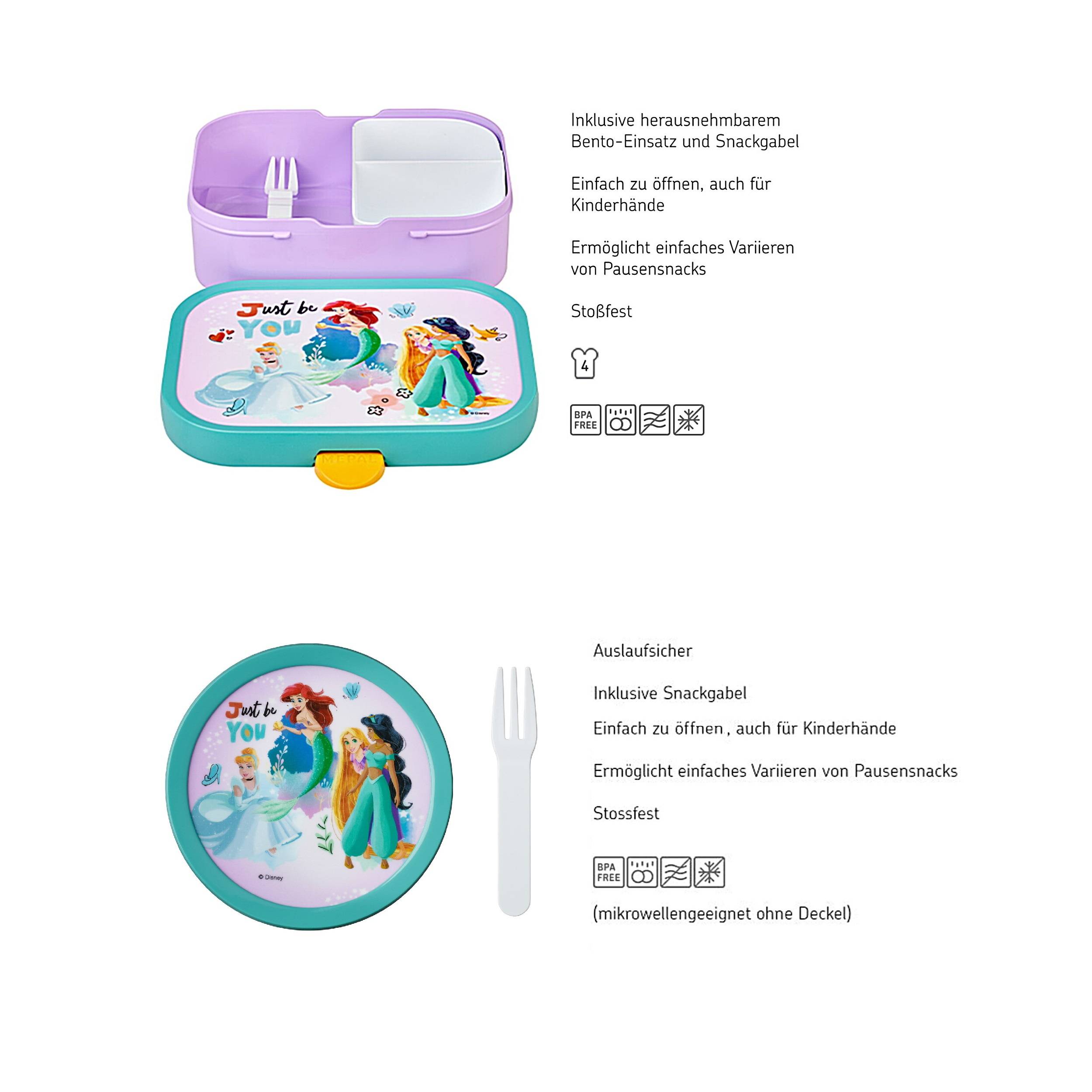 Mepal | Kinder Obst- und Bento Box | Campus meets Fruits | Spülmaschinenfest & BPA-frei | 300 & 750 ml | Mit Fächern, Gabel & Clip-Verschluss | Perf