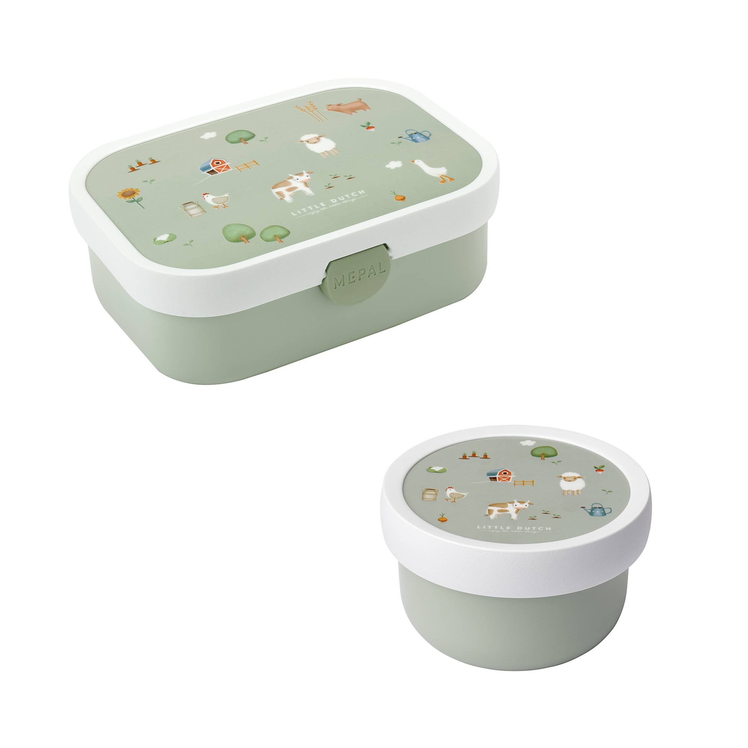 Mepal | Kinder Obst- und Bento Box | Campus meets Fruits | Spülmaschinenfest & BPA-frei | 300 & 750 ml | Mit Fächern, Gabel & Clip-Verschluss | Perf