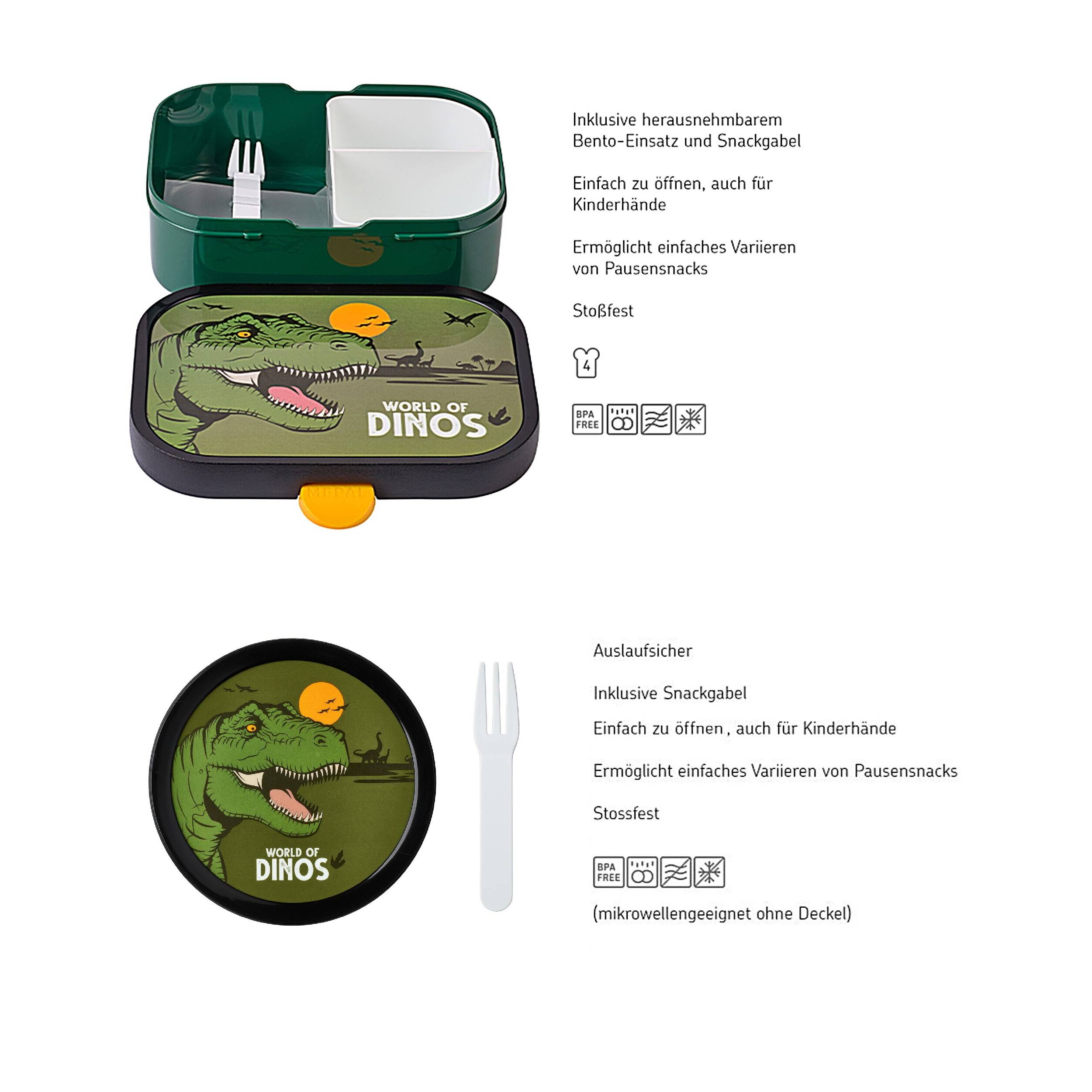 Mepal | Kinder Obst- und Bento Box | Campus meets Fruits | Spülmaschinenfest & BPA-frei | 300 & 750 ml | Mit Fächern, Gabel & Clip-Verschluss | Perf