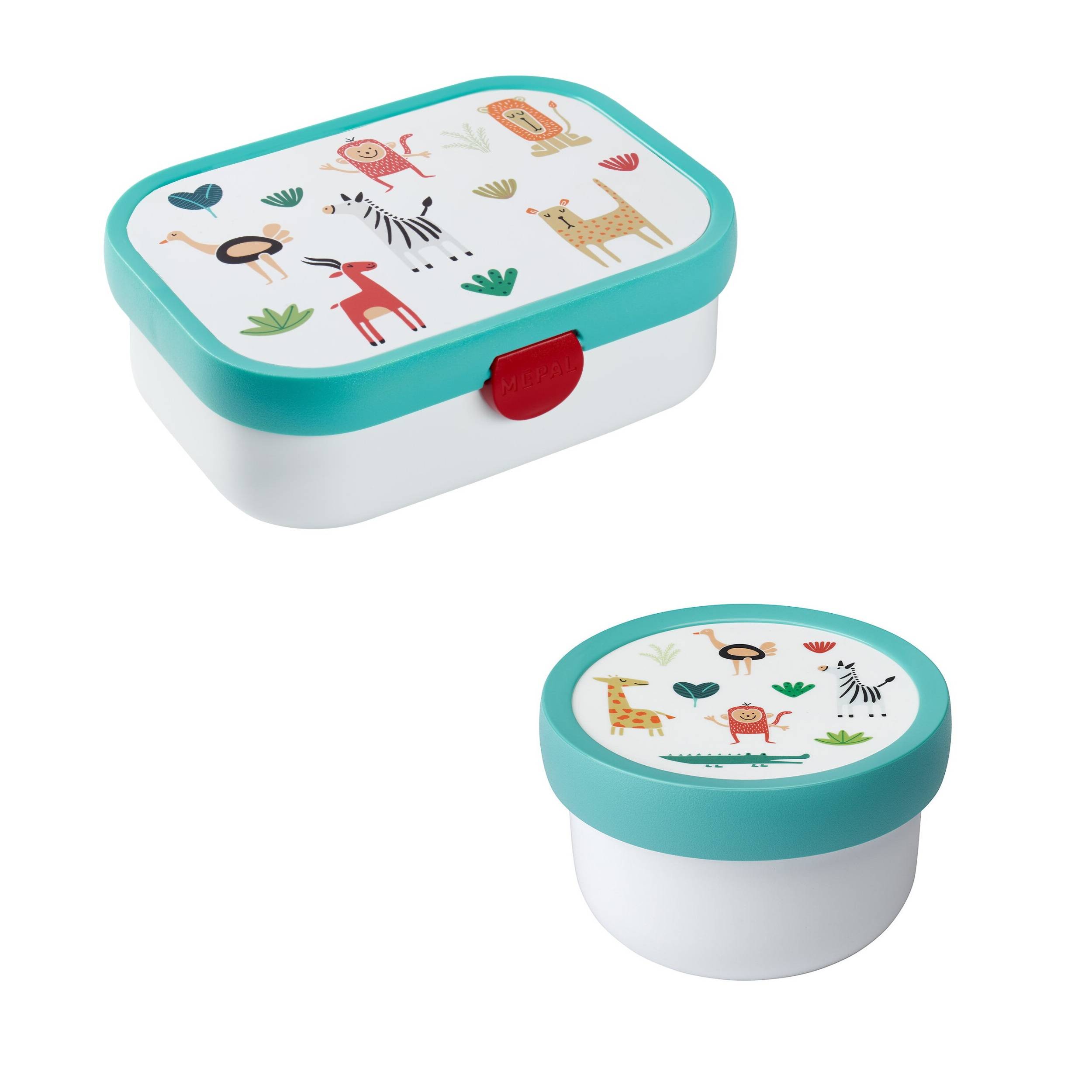 Mepal | Kinder Obst- und Bento Box | Campus meets Fruits | Spülmaschinenfest & BPA-frei | 300 & 750 ml | Mit Fächern, Gabel & Clip-Verschluss | Perf