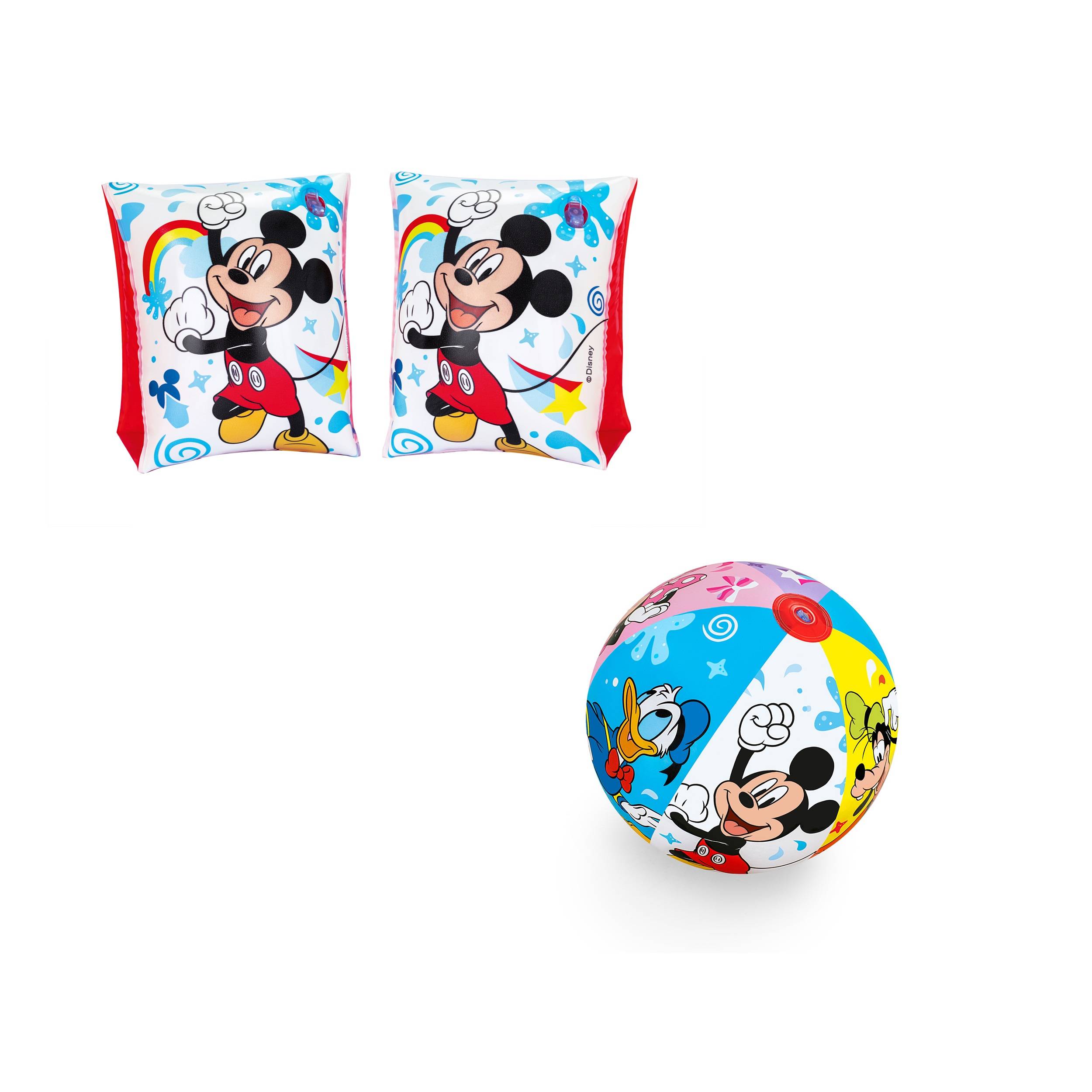 Bestway | Minnie & Mickey Mouse Bade-Set | Wasserball 51 cm + Schwimmflügel | ideal für Strand oder Schwimmbad