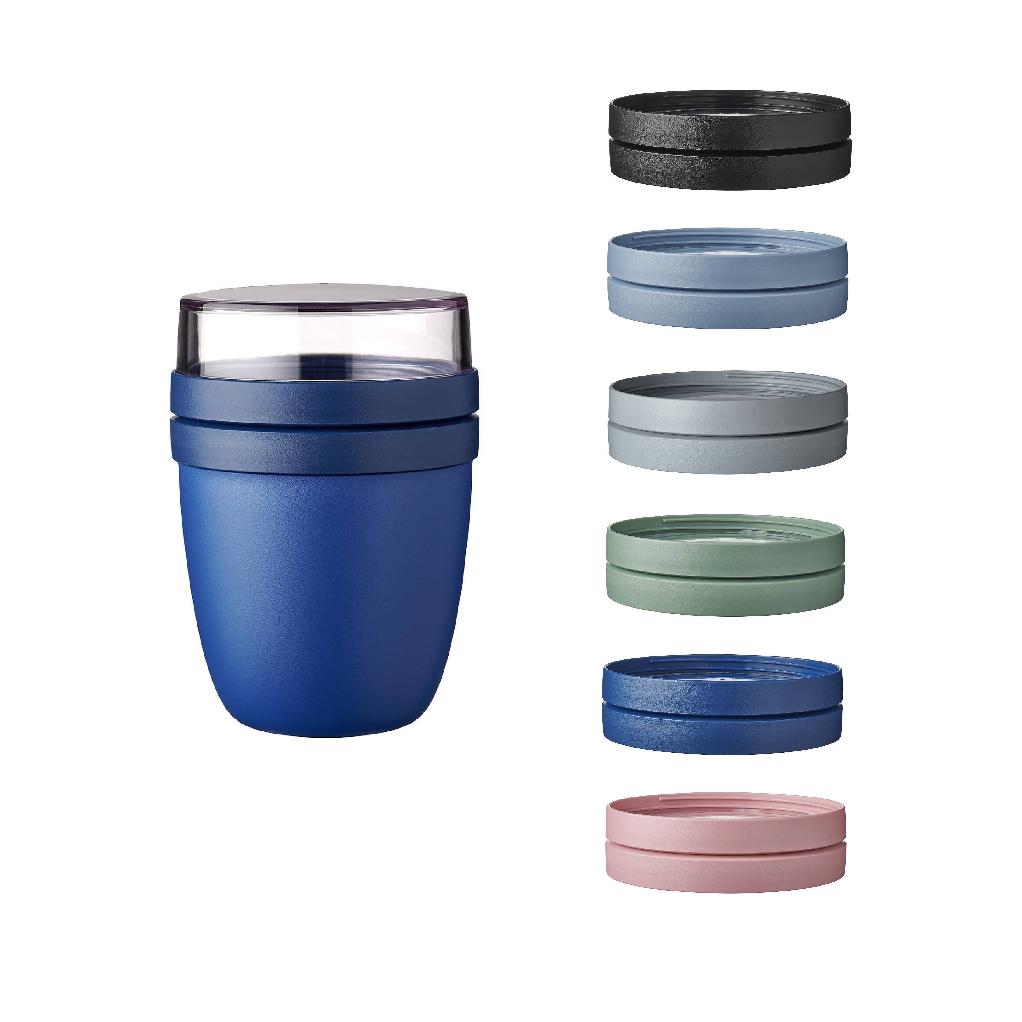 Mepal | Lunchpot Vario Ellipse | personalisierbarer Müslibecher | ideal für Tiefkühler, Mikrowelle & Spülmaschine | Vivid Blue