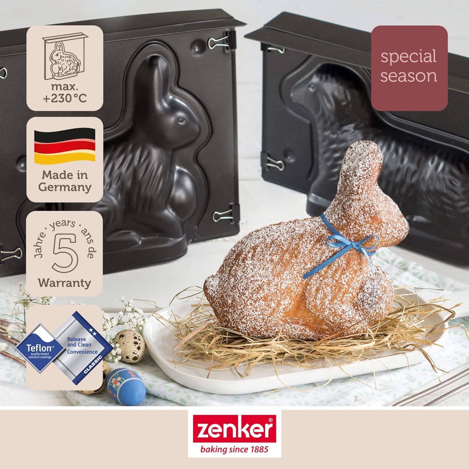 Zenker | Osterbackformen-Set Hase und Lamm | perfekte Osterüberraschung | antihaftbeschichtet | hochwertig & langlebig | leicht zu reinigen | ideal