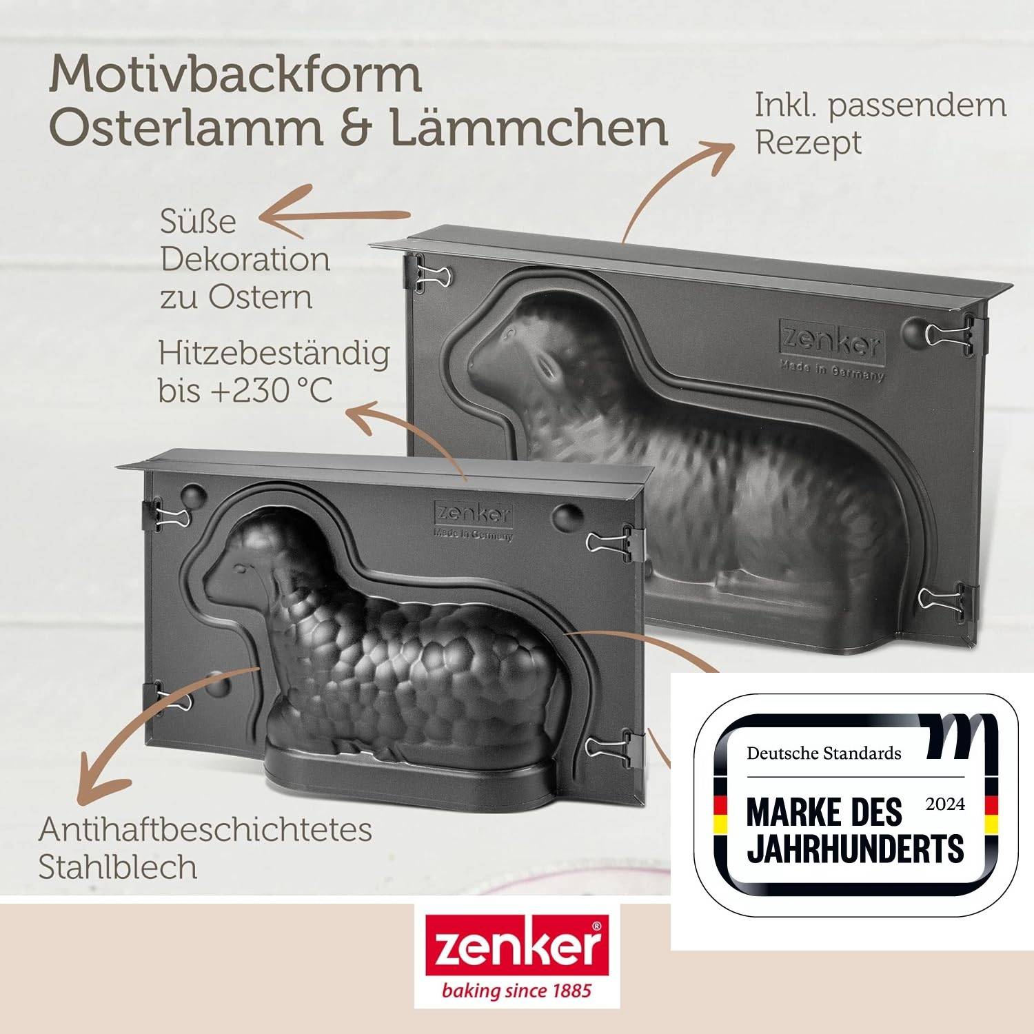 Zenker | Osterbackformen-Set Hase und Lamm | perfekte Osterüberraschung | antihaftbeschichtet | hochwertig & langlebig | leicht zu reinigen | ideal