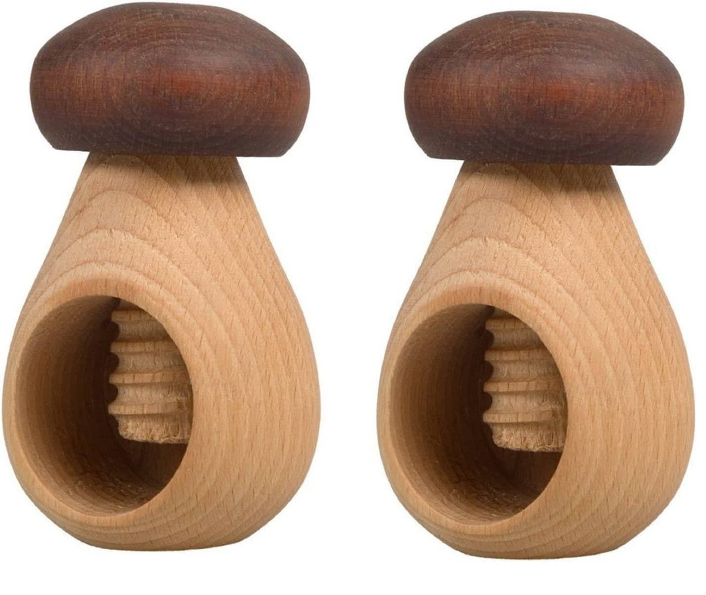 NEUSTANLO Nussknacker Pilz, mit Schraubgewinde, aus Buchenholz (10 Stück)