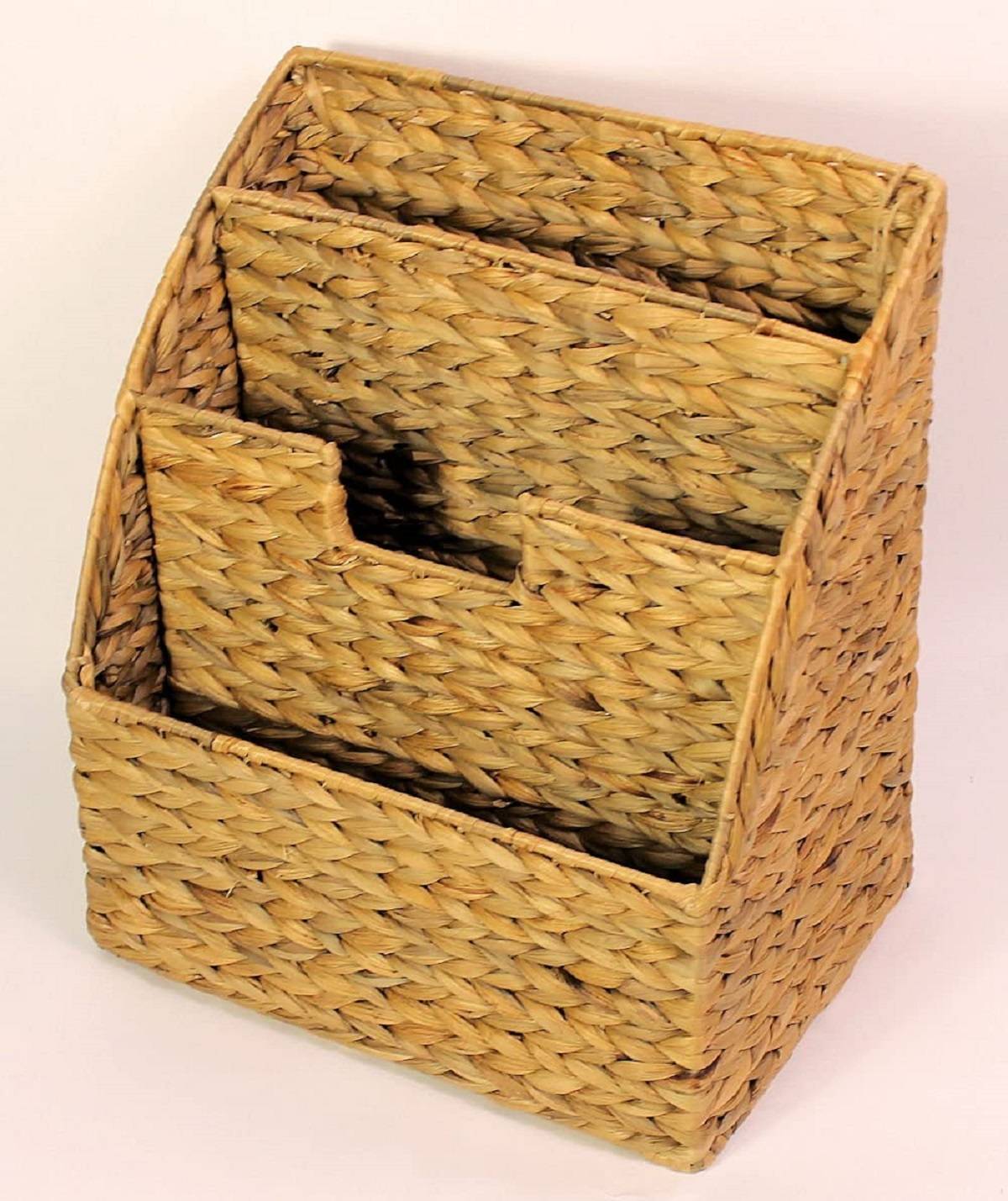 Neustanlo | Zeitungsständer | Wasserhyazinthe | 3 Fächer | 30 x 21 cm H 34 cm | Zeitungskorb