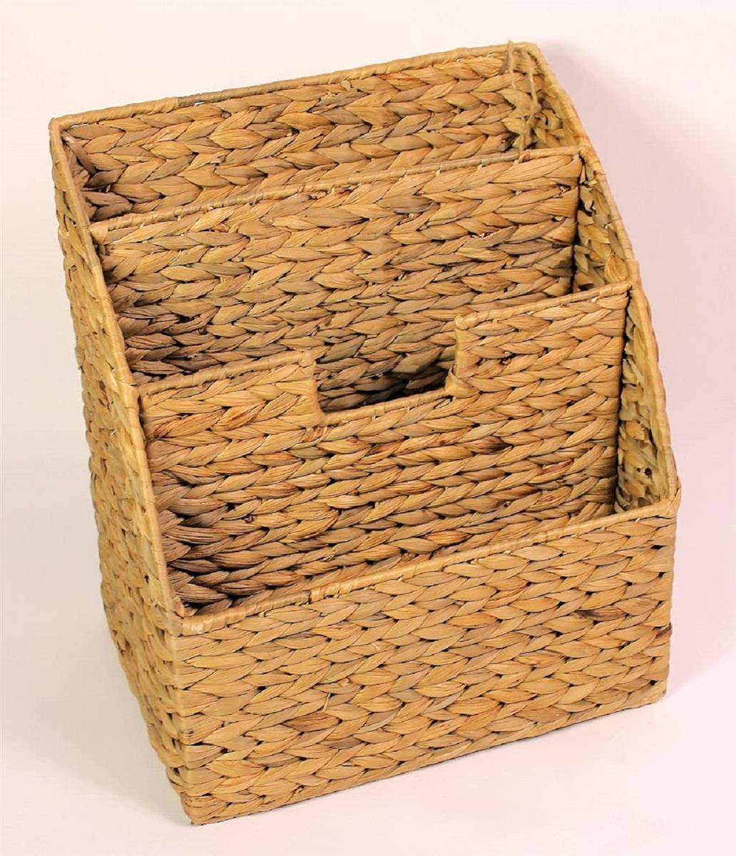 Neustanlo | Zeitungsständer | Wasserhyazinthe | 3 Fächer | 30 x 21 cm H 34 cm | Zeitungskorb