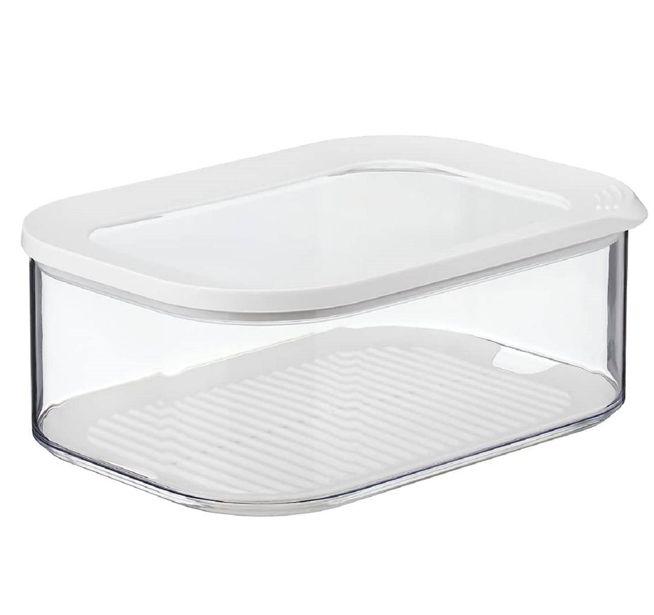 Mepal | Modula Kühlschrankdose für Käse | 2000 ml | transparent/weiß | 2 Stück | luftdicht verschließbar | ideal für Aromaschutz und Frische |