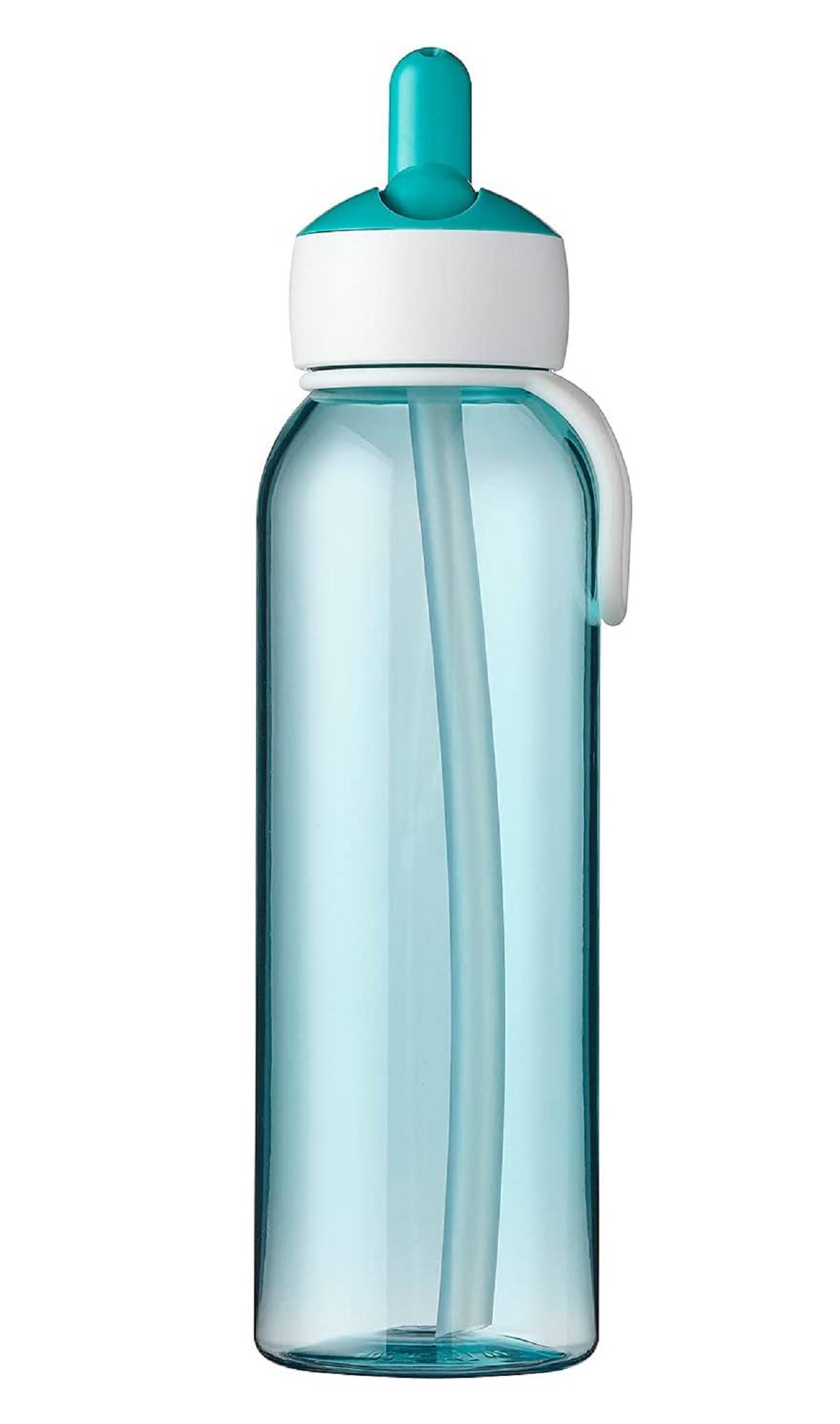 Mepal – Trinkflasche mit Strohhalm Campus Flip-up 500 ml türkis – Wasserflasche für Kinder mit Strohhalm– kohlensäuregeeignet – auslaufsich