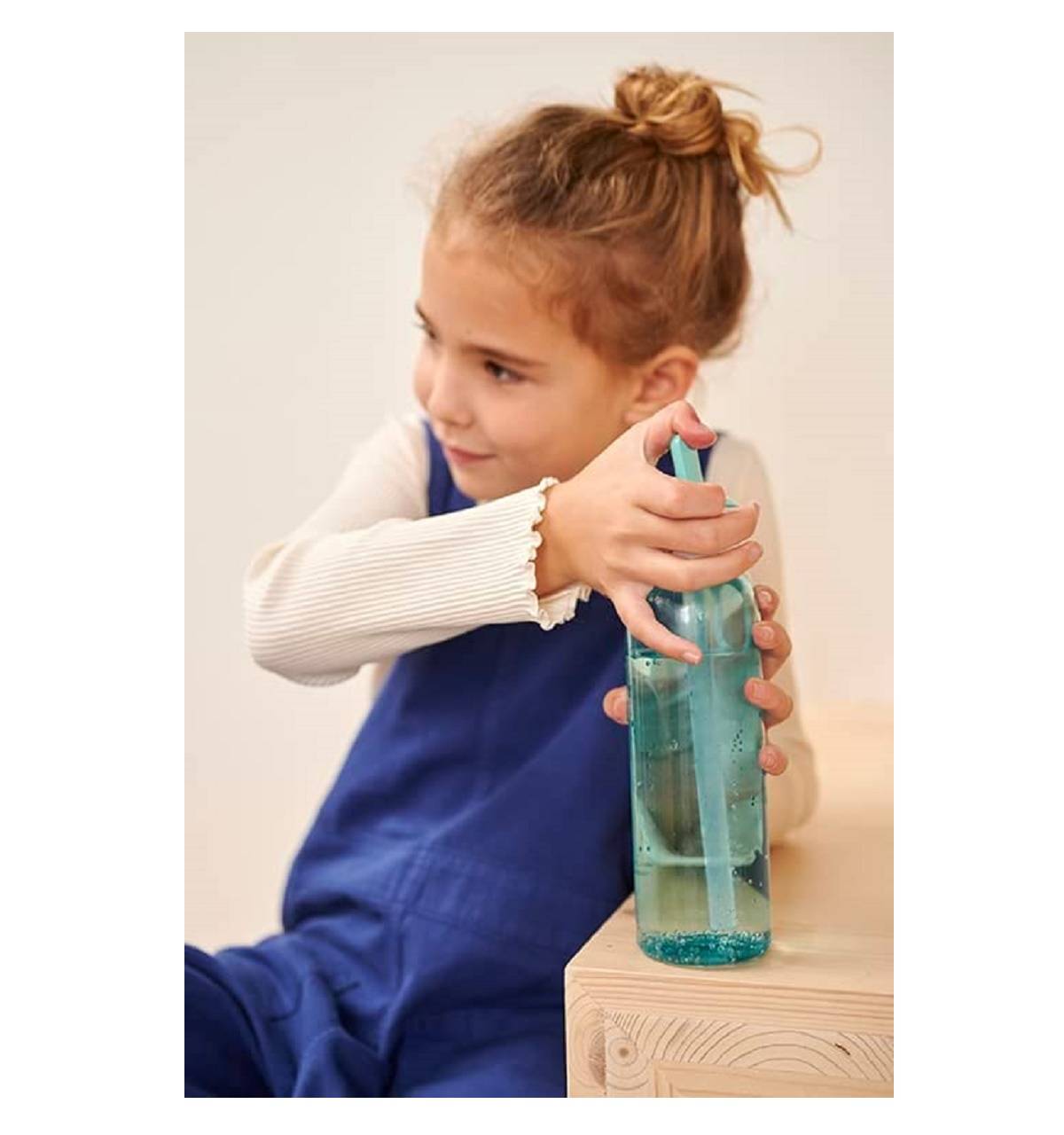 Mepal – Trinkflasche mit Strohhalm Campus Flip-up 500 ml türkis – Wasserflasche für Kinder mit Strohhalm– kohlensäuregeeignet – auslaufsich