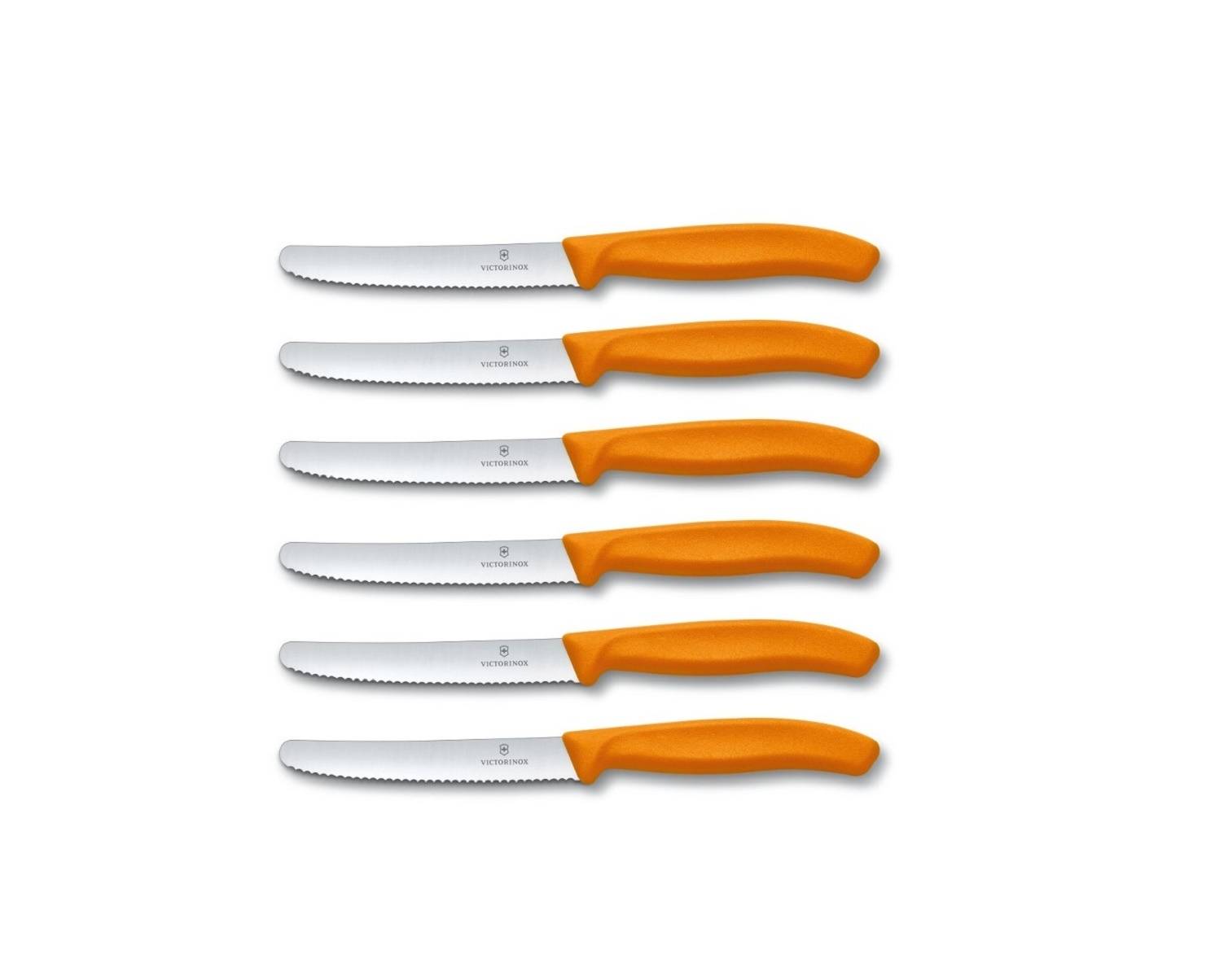 6 Stück Victorinox Tafelmesser Kunststoff, Orange, 14cm