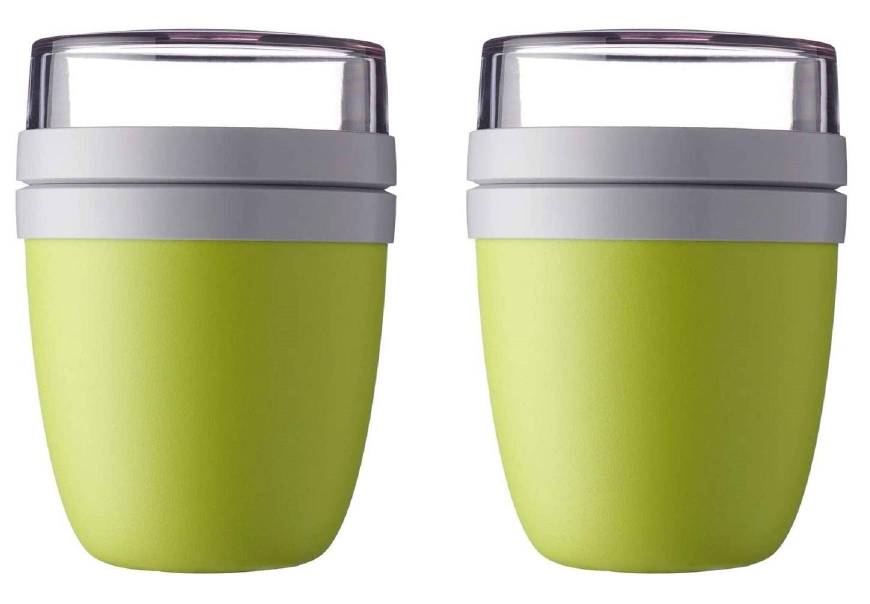 Mepal | Lunchpot Ellipse Mixed | Campus Red + Cool Grey | Müslibecher to go | Unterteilung für Joghurt & Müsli | 500 ml + 200 ml | Geeignet für Ge