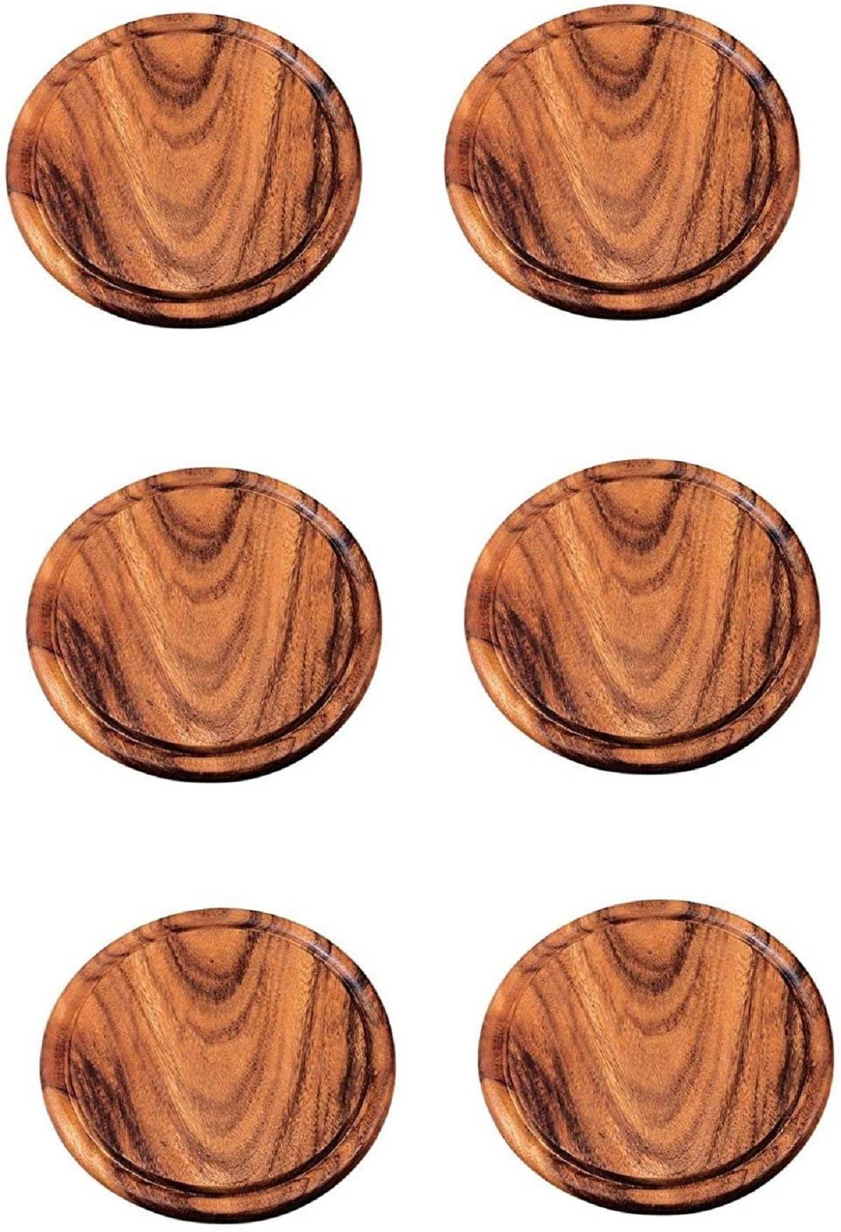 6 Stück Neustanlo Grillteller Akazie Holz 30 cm Ø