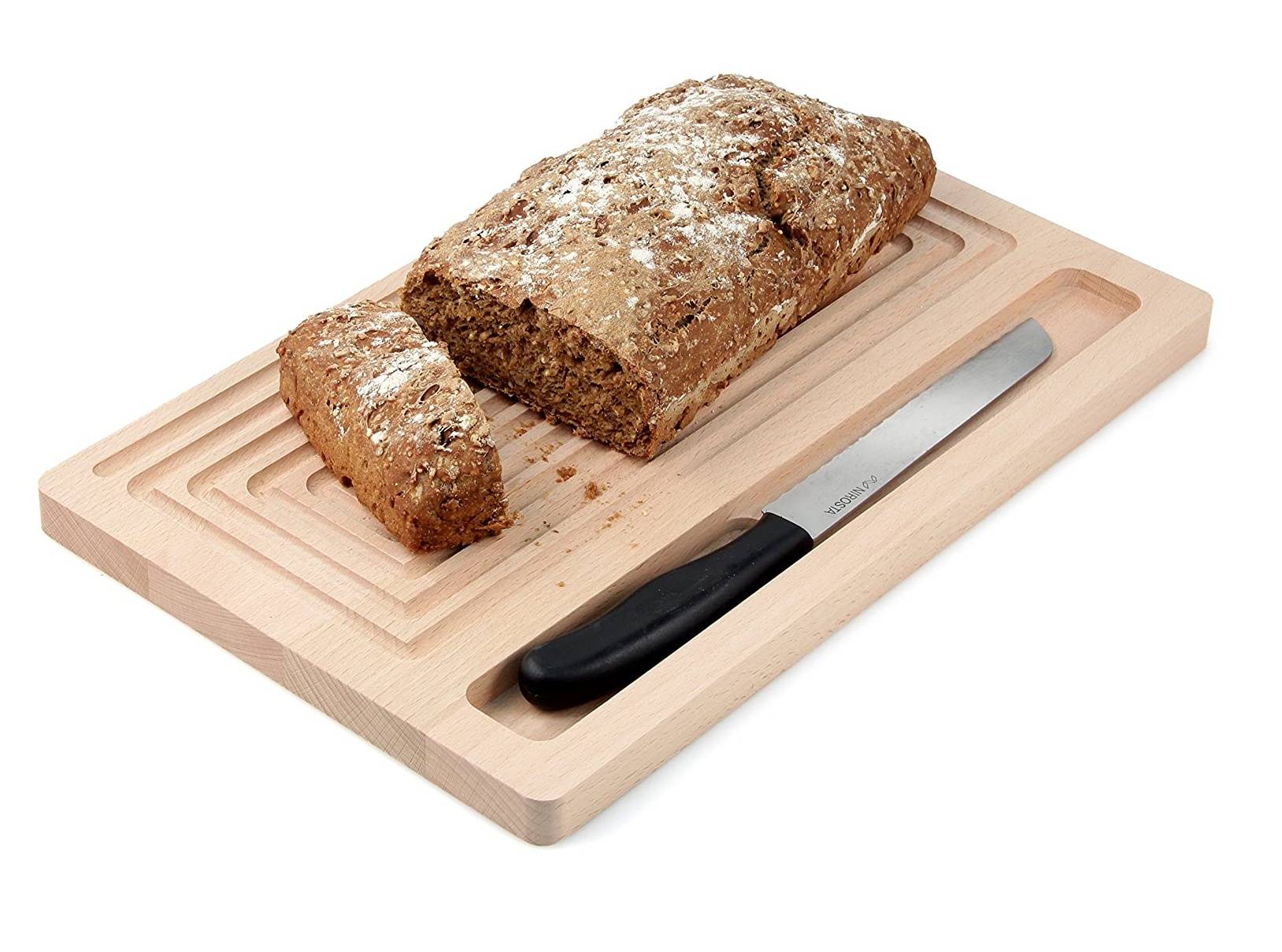 Fackelmann Brotschneidbrett, Buche-Schneidbrett, bruch- und schnittfestes Holz-Brettchen (Farbe: Braun), Menge: 1 Stück