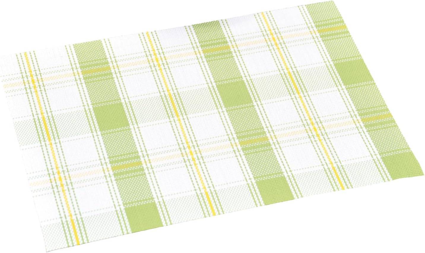 KESPER 77548 Platzset, Kunststoff, grün-weiß kariert, 43 x 29 x 0,1 cm