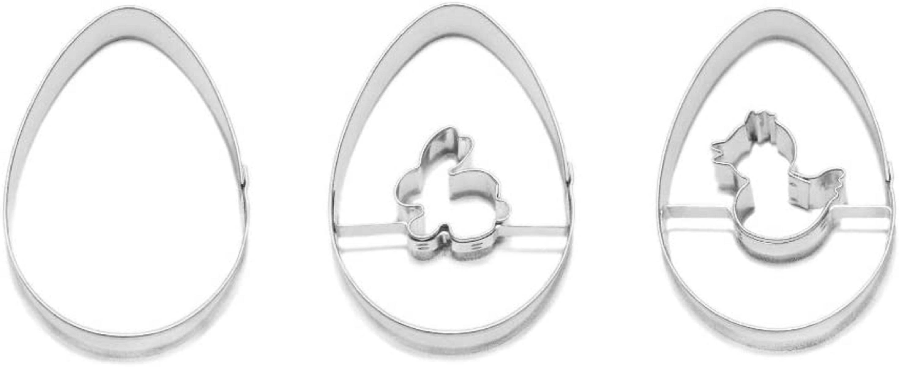 Neustanlo | Ei/mit Hase/mit Küken/Unterteil / 3er Set Ostern Ausstecher, Ausstechform
