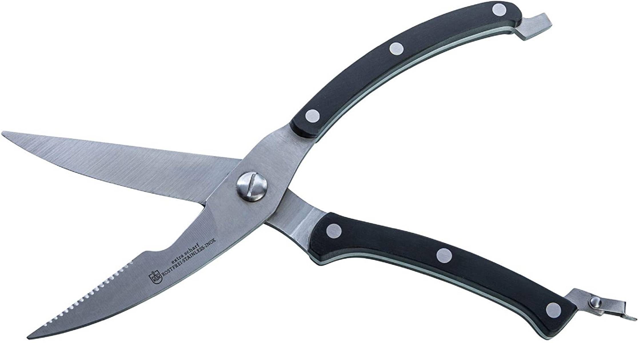 Neustanlo® Edelstahl INOX scharf Geflügelschere Fleischschere Hähnchenschere Ente Gans Pute Tranchierschere