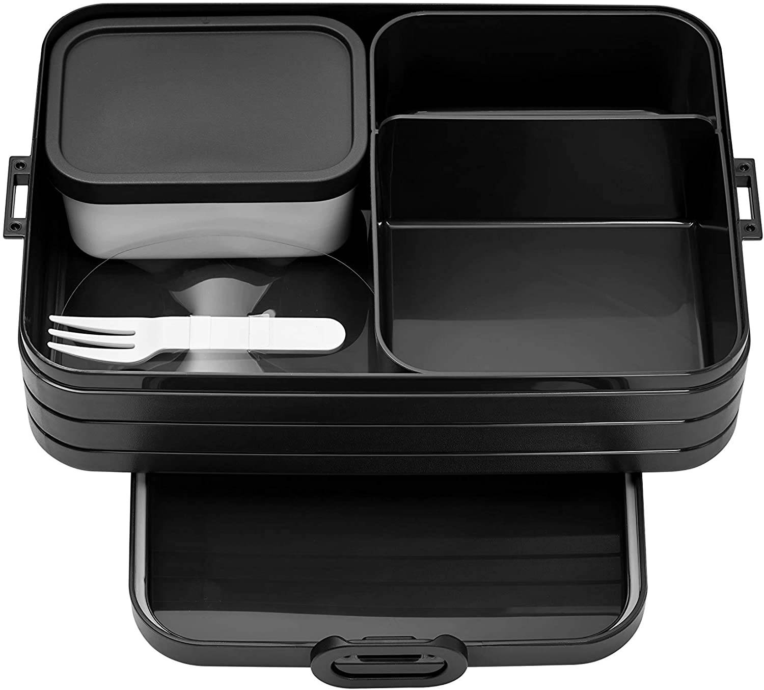 Mepal Bento-Lunchbox Take A Break Black Edition Large – Brotdose mit Fächern, geeignet für bis zu 8 Butterbrote, TPE/pp/abs, 0 mm