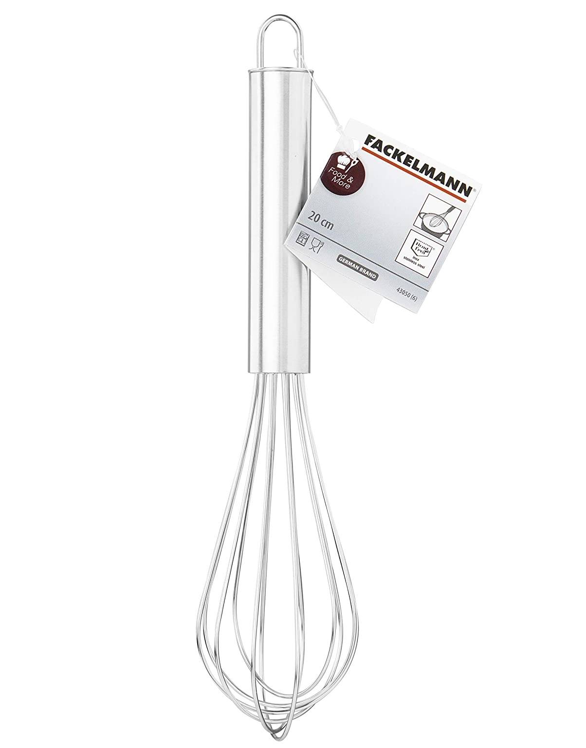 FACKELMANN Schneebesen 20 cm, Ballonschneebesen aus Edelstahl, robuster Rührbesen mit stabilen Drähten (Farbe: Silber), Menge: 1 Stück