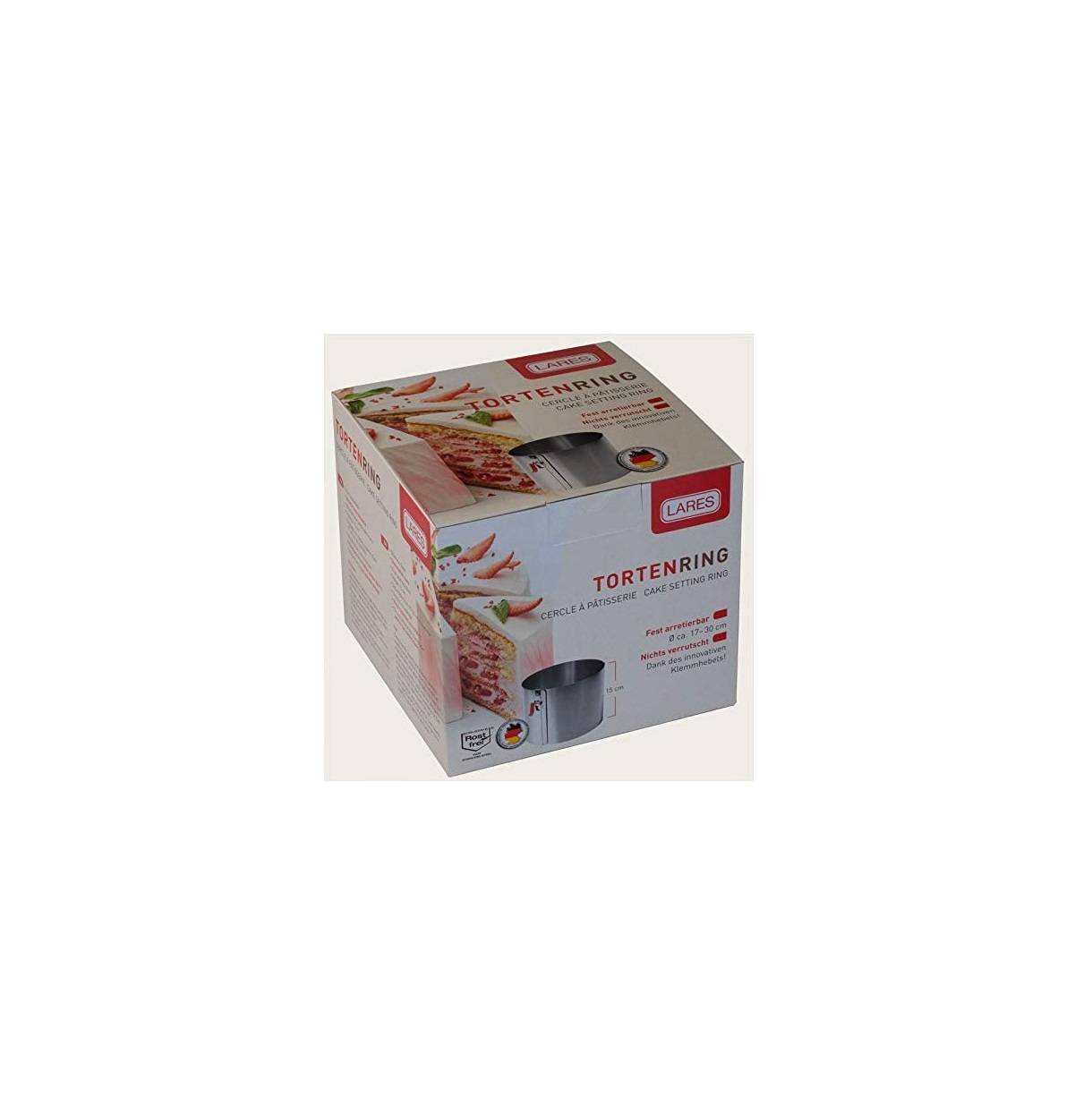 Lares Tortenring hoch mit Klemmhebel 17-30 cm Höhe 15cm