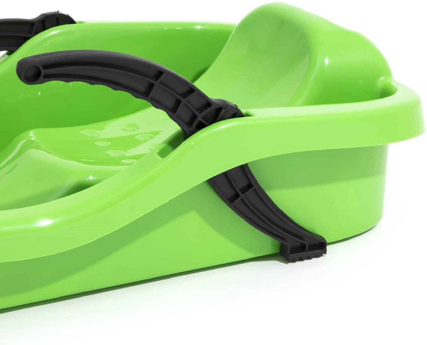 Neustanlo | Bob Schlitten | ergonomische Bremsen | robuster Kunststoff | inkl. Zugseil | Farbe: Grün | ideal für Winterspaß