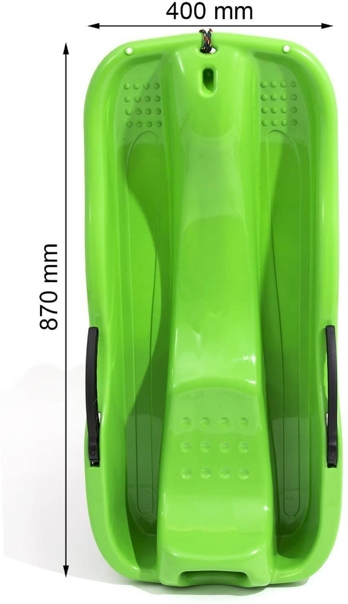 Neustanlo | Bob Schlitten | ergonomische Bremsen | robuster Kunststoff | inkl. Zugseil | Farbe: Grün | ideal für Winterspaß