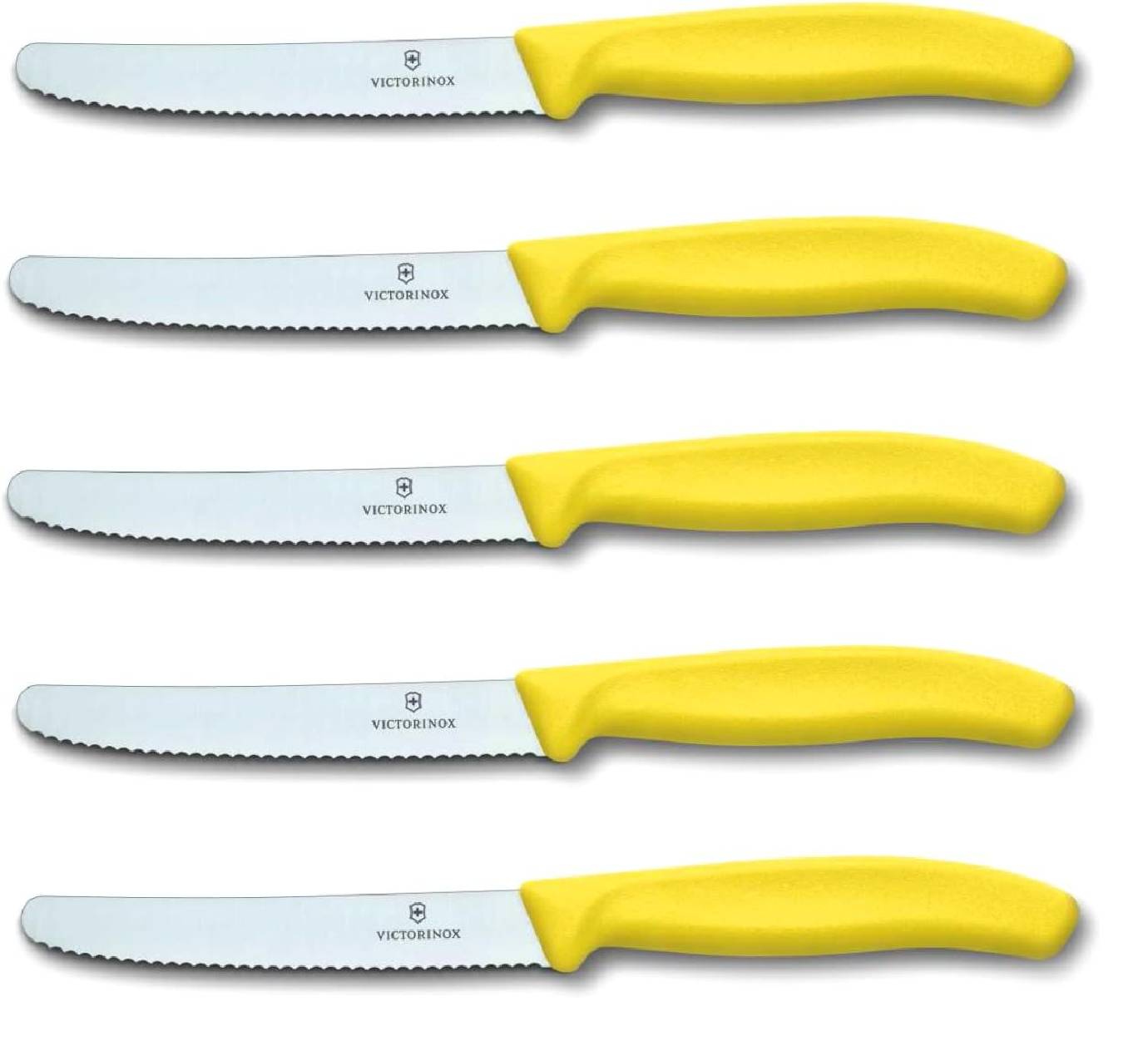 Victorinox | Tafelmesser Set | Swiss Classic | Gelbe Griffe | 5-teilig | präzise & langlebig | ideal für den täglichen Einsatz