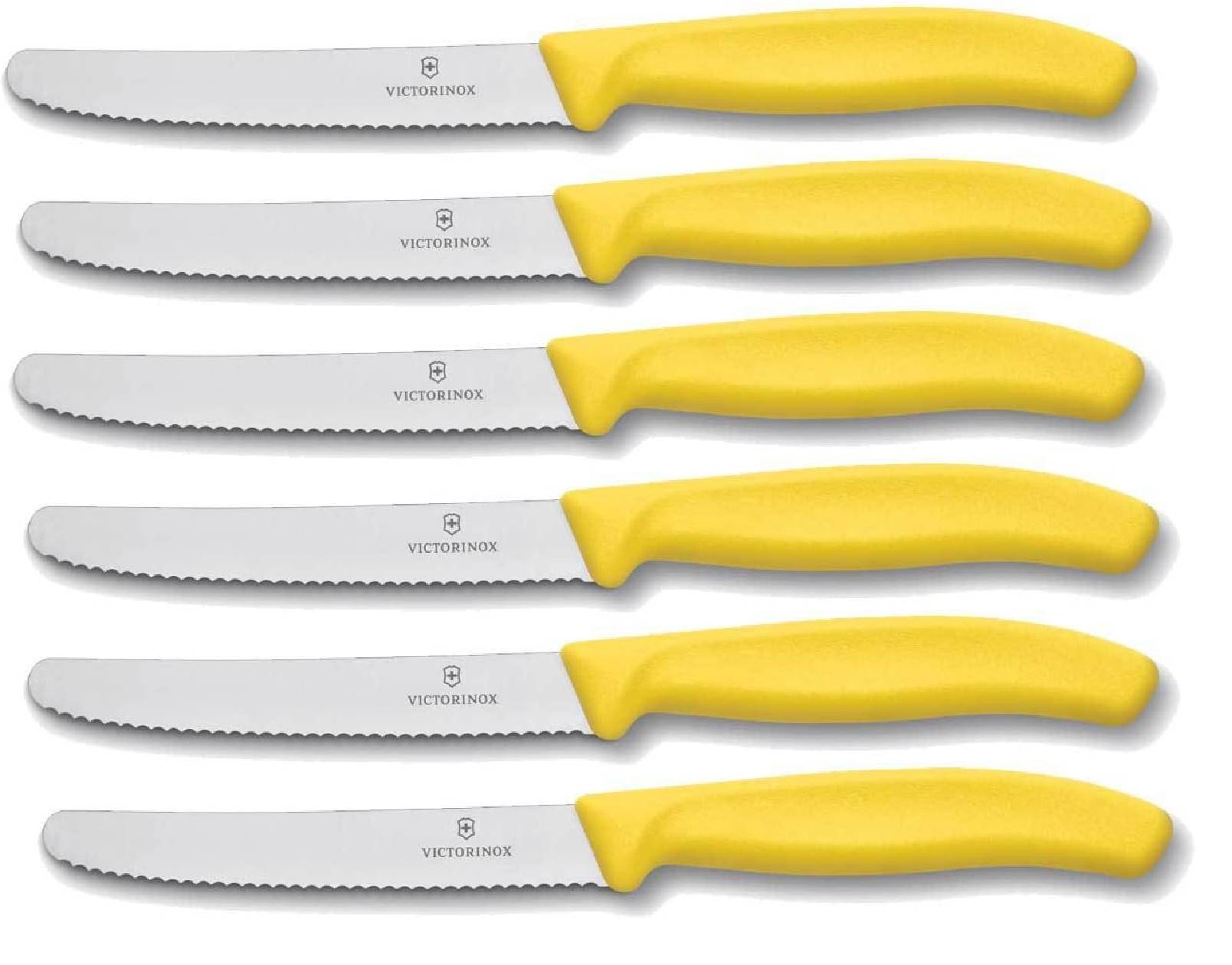 Victorinox | Brötchenmesser Set 6-teilig | SwissClassic | leuchtendes Gelb | innovative Griffform | ideal für präzises Schneiden und komfortables