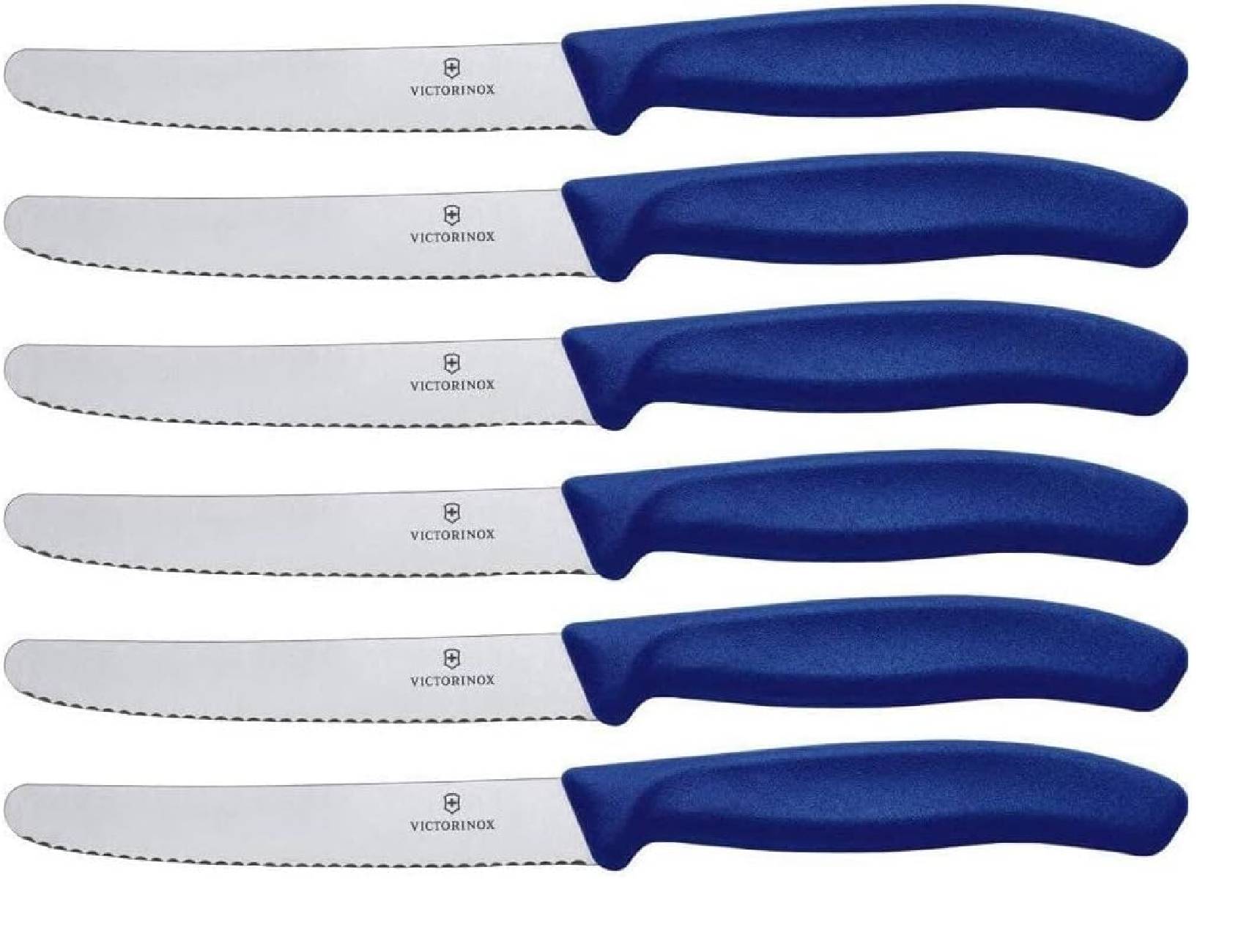 Victorinox | Brötchenmesser SwissClassic | 6-teiliges Set | ergonomische Griffform | blau | ideal für Frühstück und Brunch