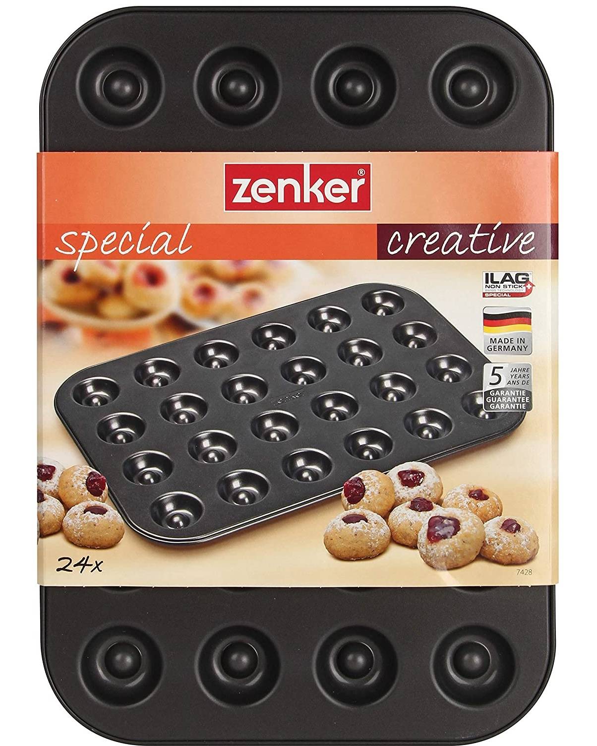Zenker | Backform für Husarenkrapfen & Engelsaugen | antihaftbeschichtet | 38 x 27 cm | perfekt für gefüllte Kekse | Menge: 1 Stück