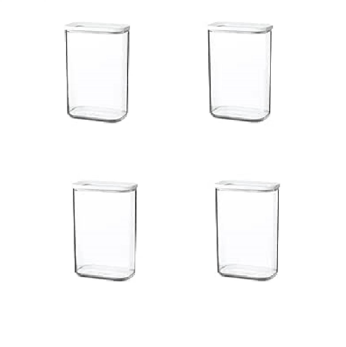 Mepal | Modula Vorratsdose Set – 4 Stück | 2000 ml | transparent/weiß | stapelbar & luftdicht | ideal für frische Lebensmittel