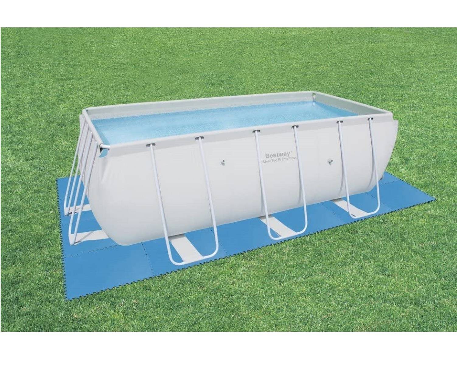 Bestway 58220 Flowclear Pool-Bodenschutzfliesen-Set, 9 Stück á 50 x 50 cm, blau