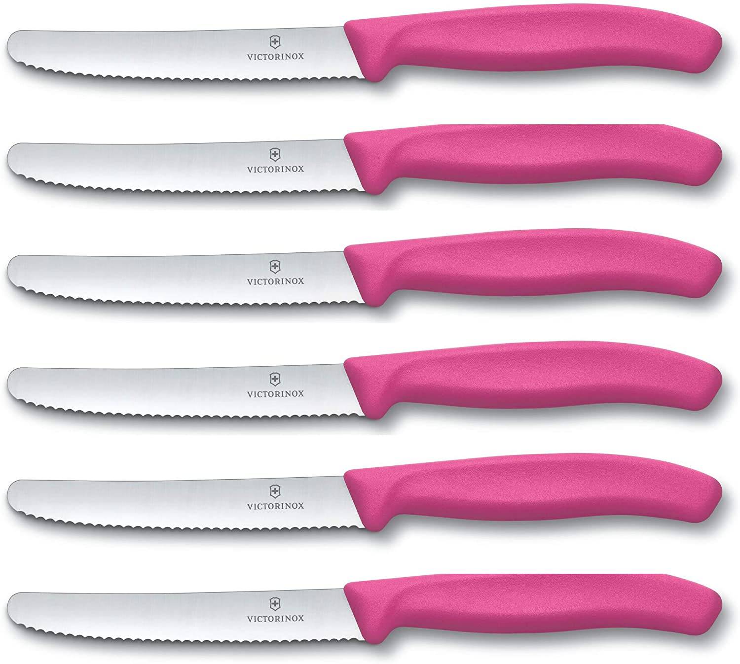 Victorinox | Swiss Classic Tafelmesser Set | 6-teilig | leuchtendes Pink | hochwertige Klinge | optimaler Schnittkomfort | spülmaschinenfest | ideal