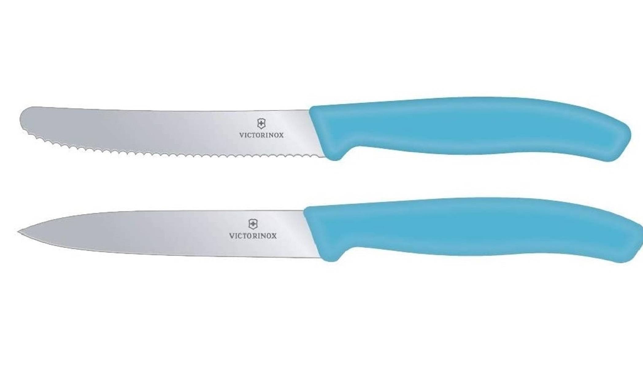 Victorinox | Swiss Classic Set | Gemüsemesser & Tomatenmesser | 2-teilig | karibikblau | präzises Schneiden | spülmaschinengeeignet | langlebige Qu