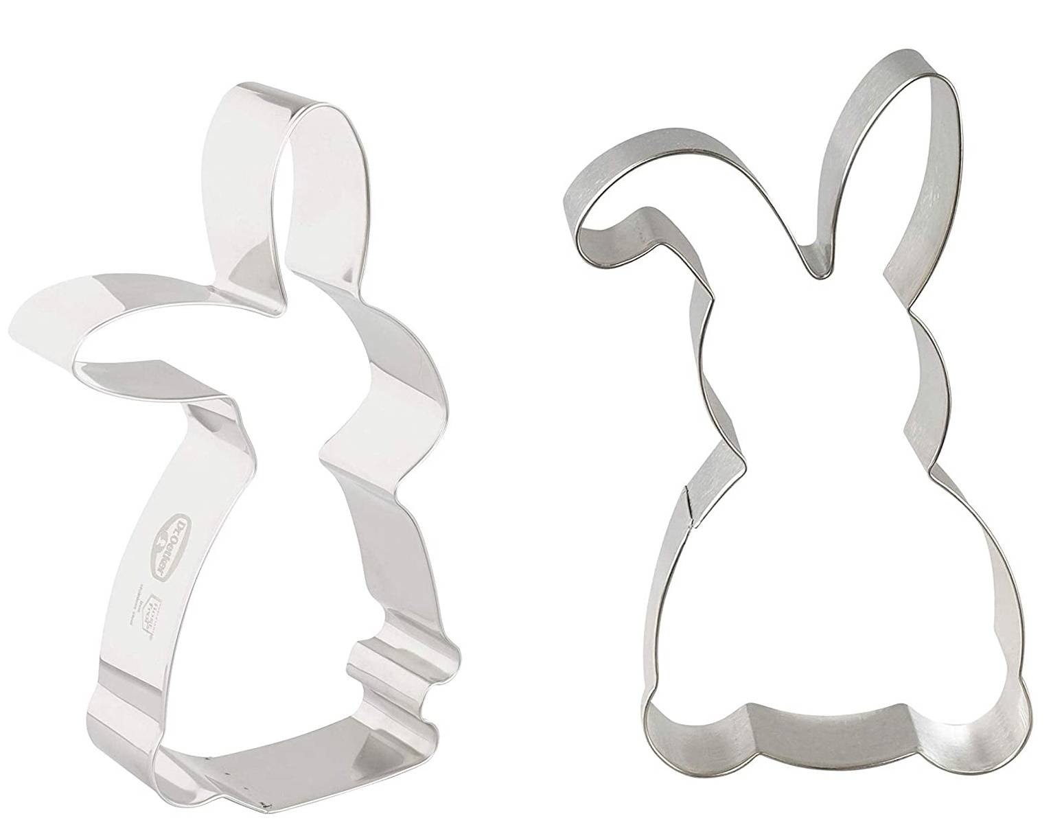 Dr. Oetker 2-TLG Ausstecher Set Hase Schlappohr, Keks- und Plätzchenform aus der Serie Goldiges Ostern (Farbe: Silber)