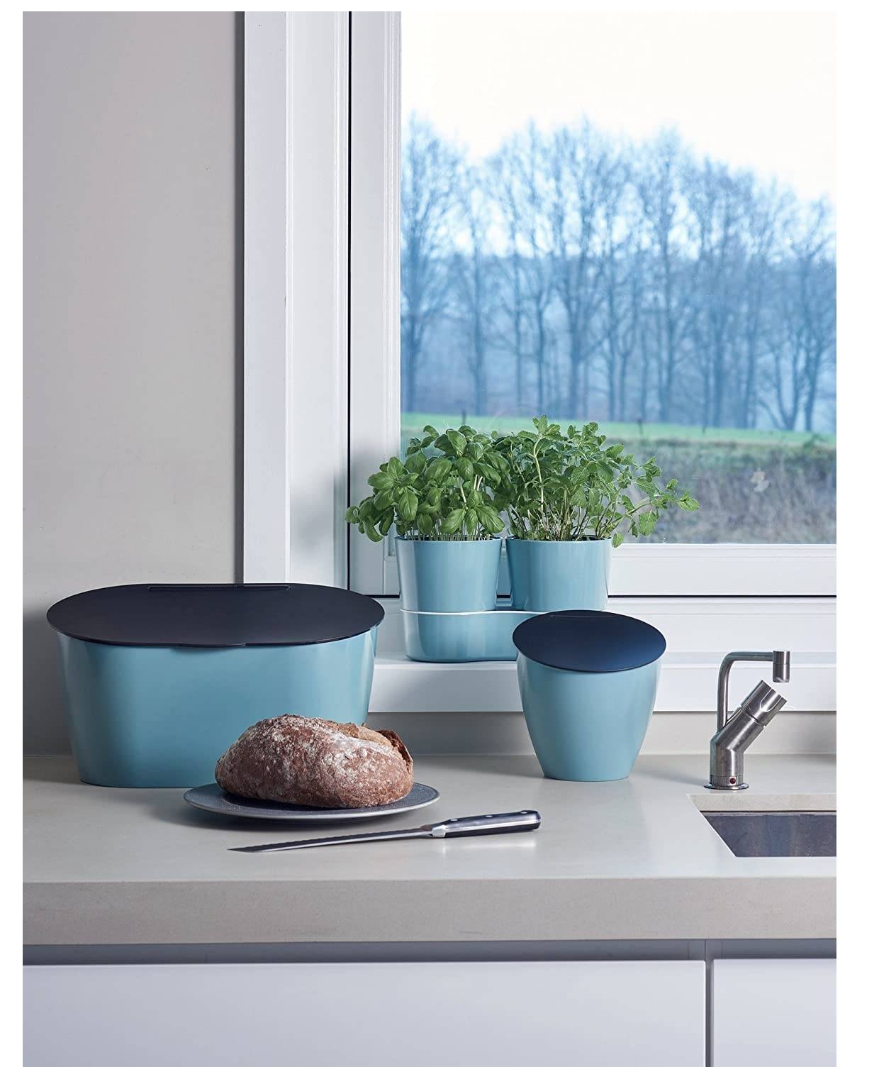 Mepal Abfallbehälter Calypso, Plastik, Nordic Blue 17.5 x 18.4 cm