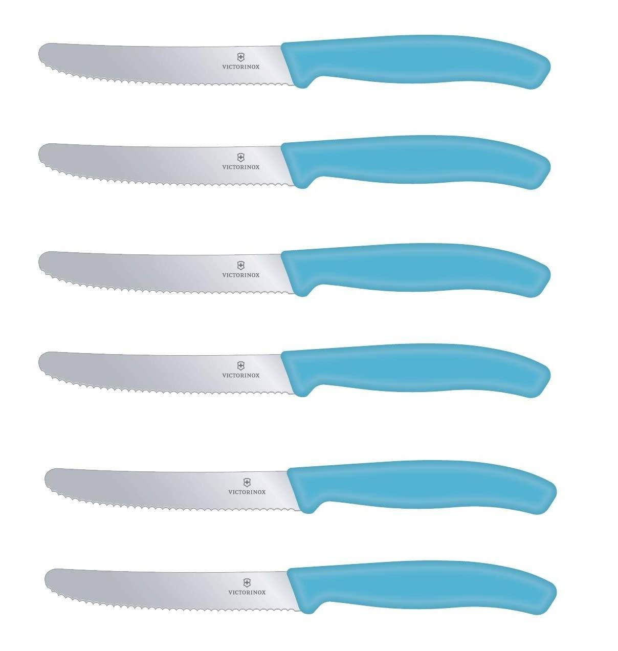 Victorinox | Tafelmesser Set | Swiss Classic | Karibikblau | 6er Pack | hochwertiger Schliff | ergonomischer Griff | spülmaschinengeeignet | ideal