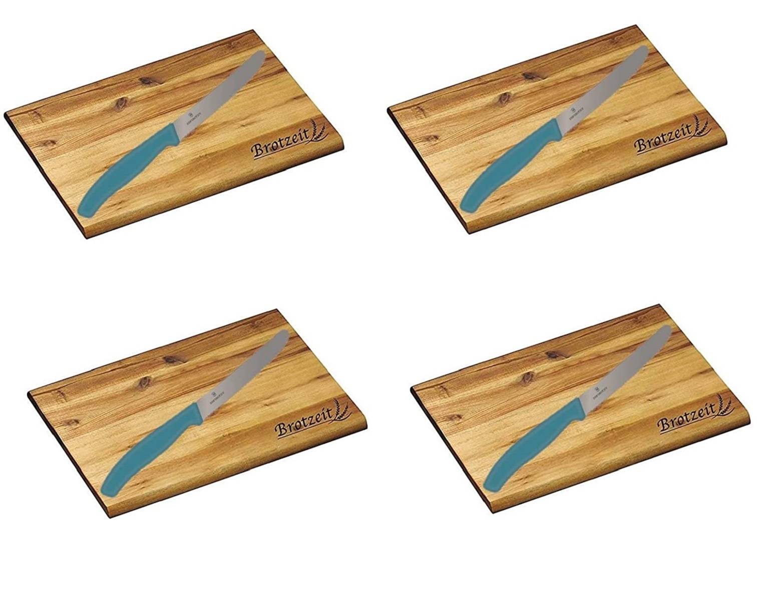 Kesper 8-TLG. Brotzeitbrett-Set Frühstücksbrett Frühstücksbrettchen Holz Akazie Essbrett Schneidbrett XL Set Brotzeit extra groß!